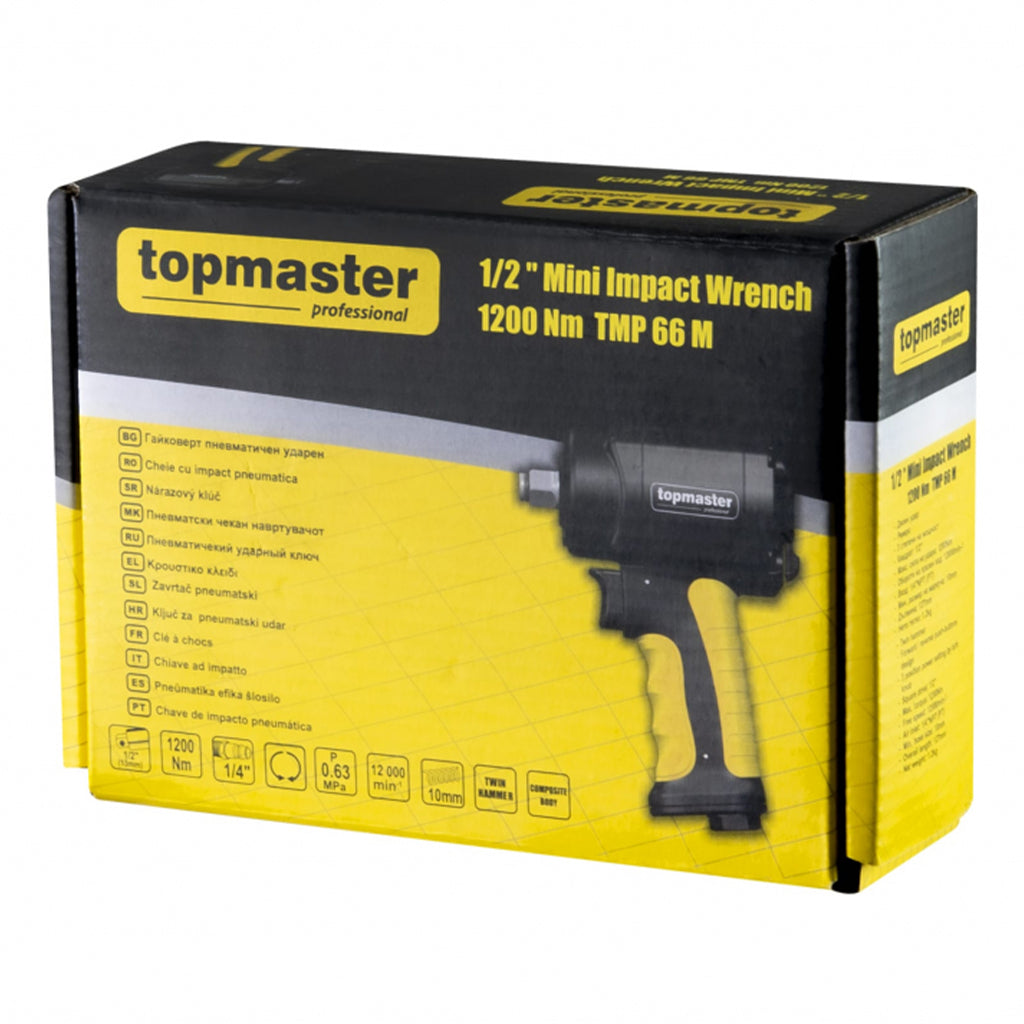 Пневматичен ударен гайковерт с къса глава 1/2 1200NM TOPMASTER