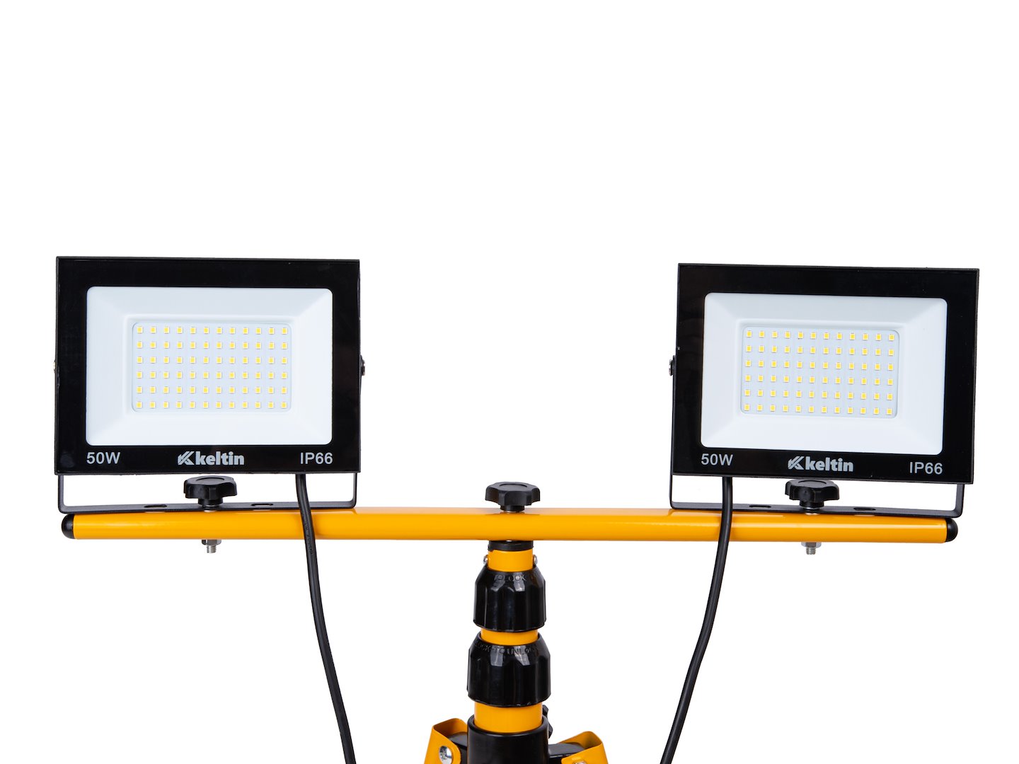 Прожектор, LED работна лампа 2 x 50W с регулируема стойка 60-160 см, неутрално бяло 4500K IP66 - KELTIN