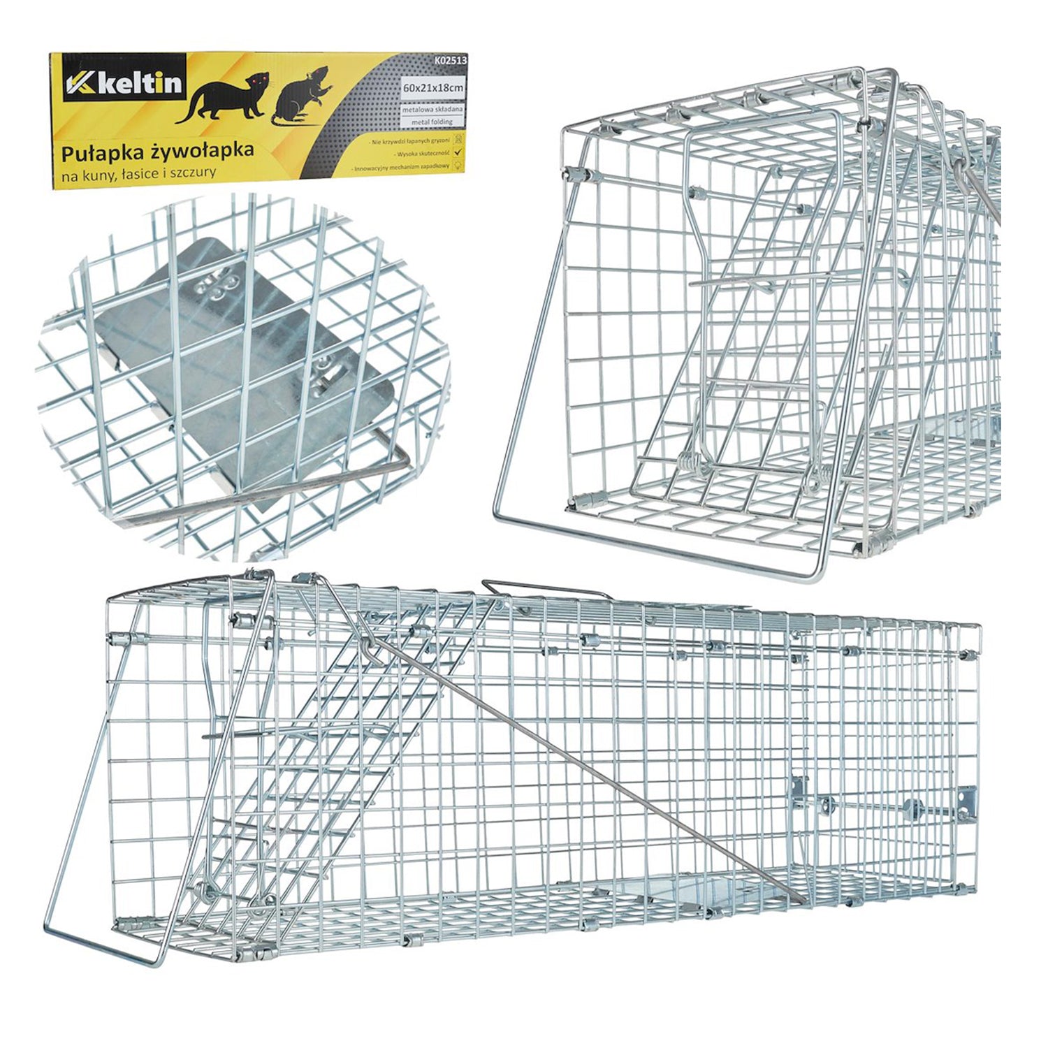 Сгъваем капан за катерици, мишки и плъхове 60 x 21 x 18 см - KELTIN