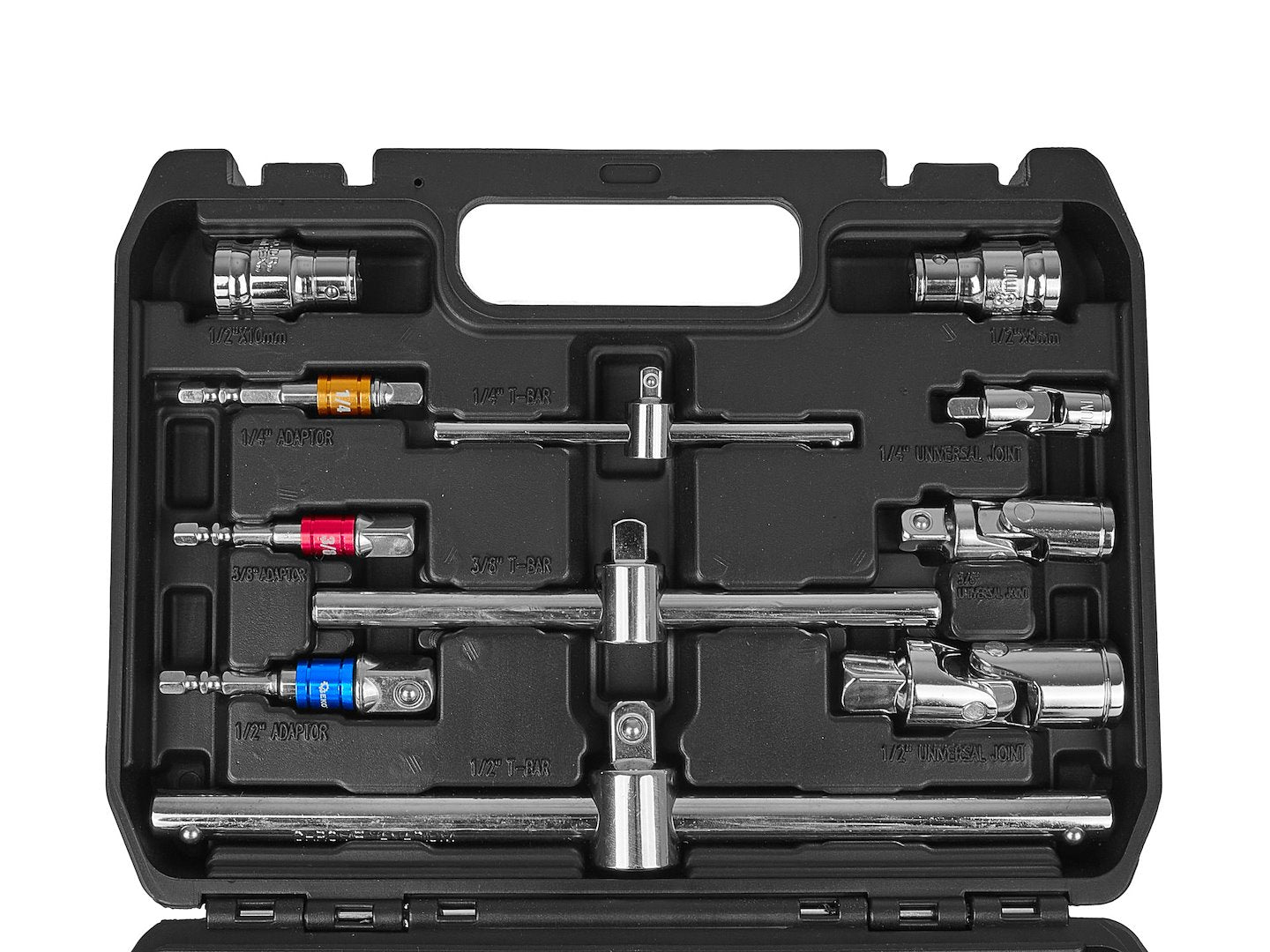 Комплект 25 броя удължители, адаптери и T дръжки 1/4" 3/8" 1/2" CRV - GEKO