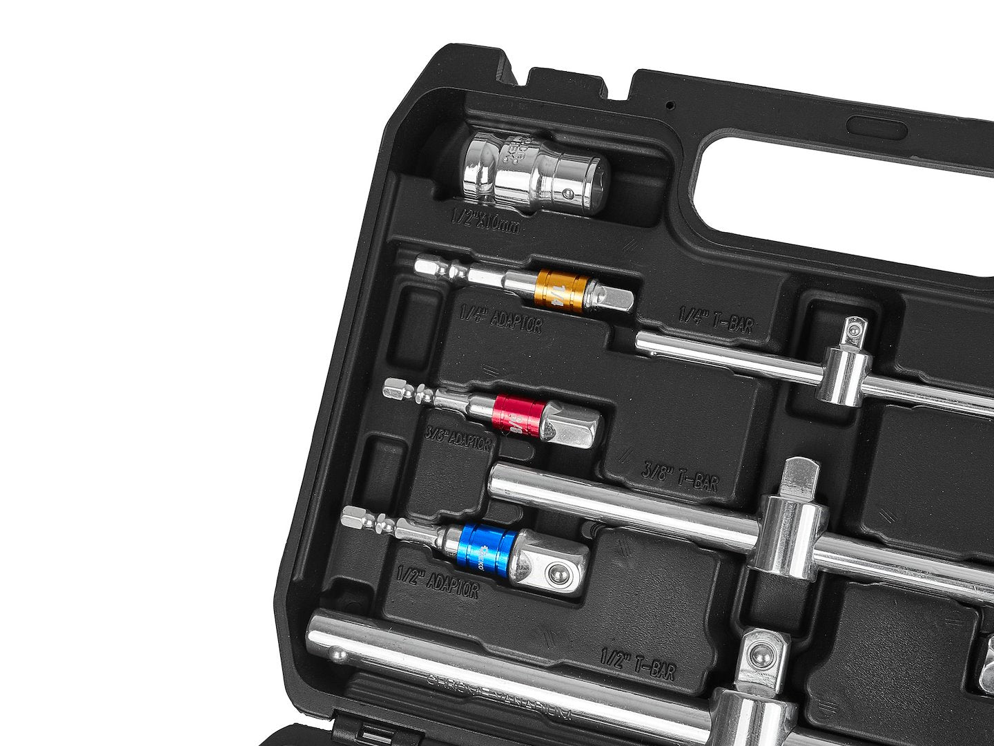 Комплект 25 броя удължители, адаптери и T дръжки 1/4" 3/8" 1/2" CRV - GEKO
