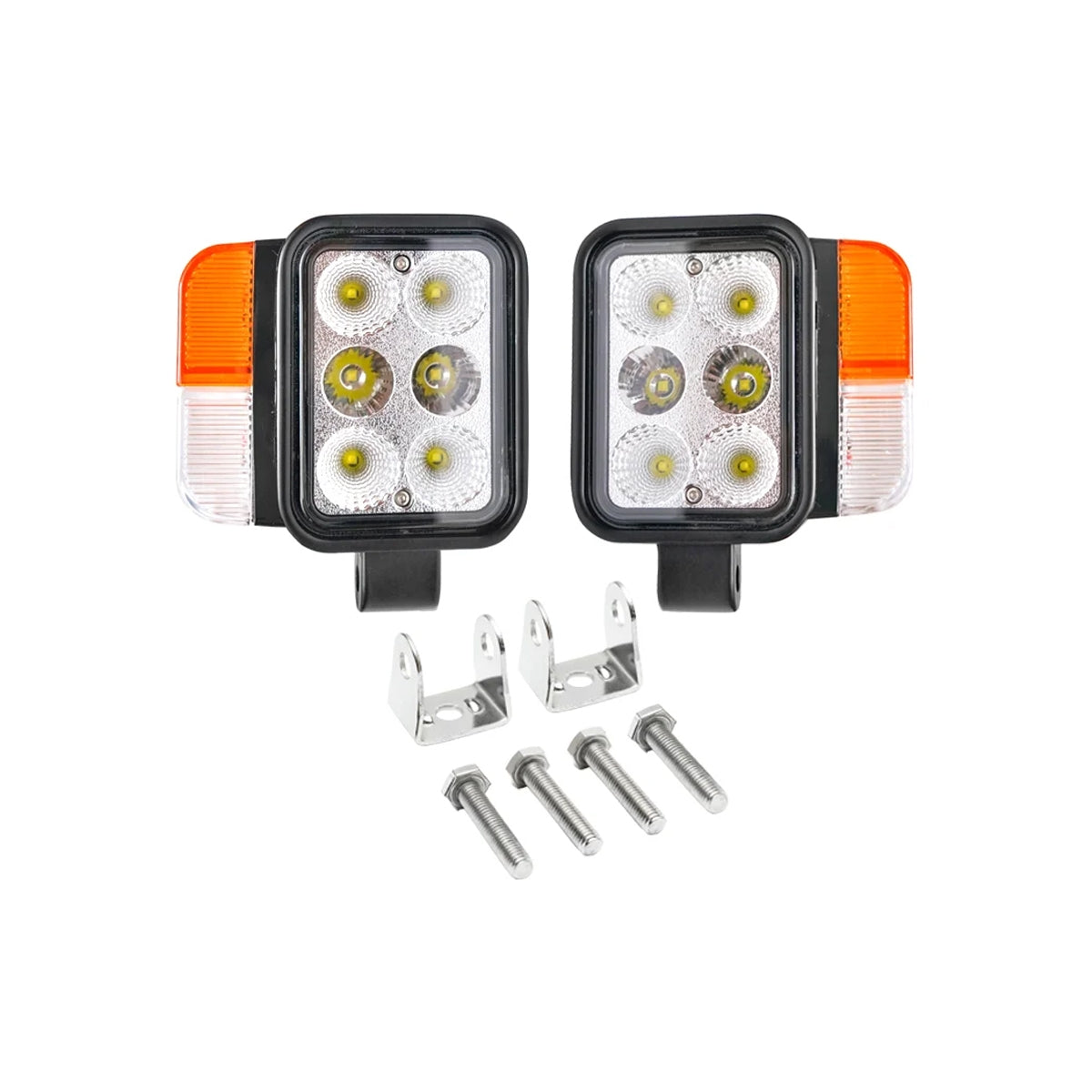 Комплект универсални фарове за трактори, ляв и десен, с LED 10-80V, цветна температура 6000K, позиции 3W LED и сигнализация 3W LED Breckner Germany