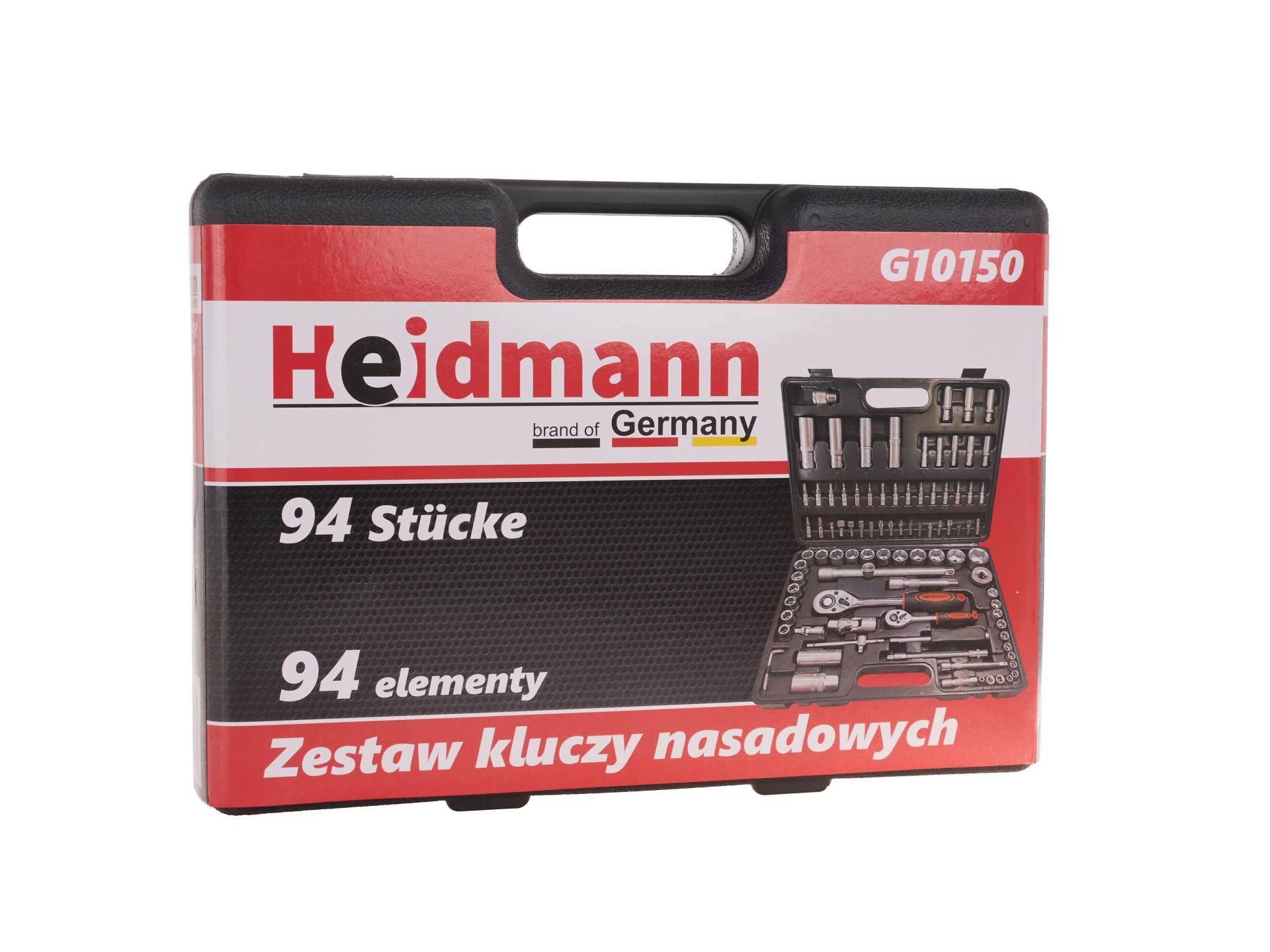 Комплект инструменти с вложки и тресчотка 1/4 1/2 94 части HEIDMANN