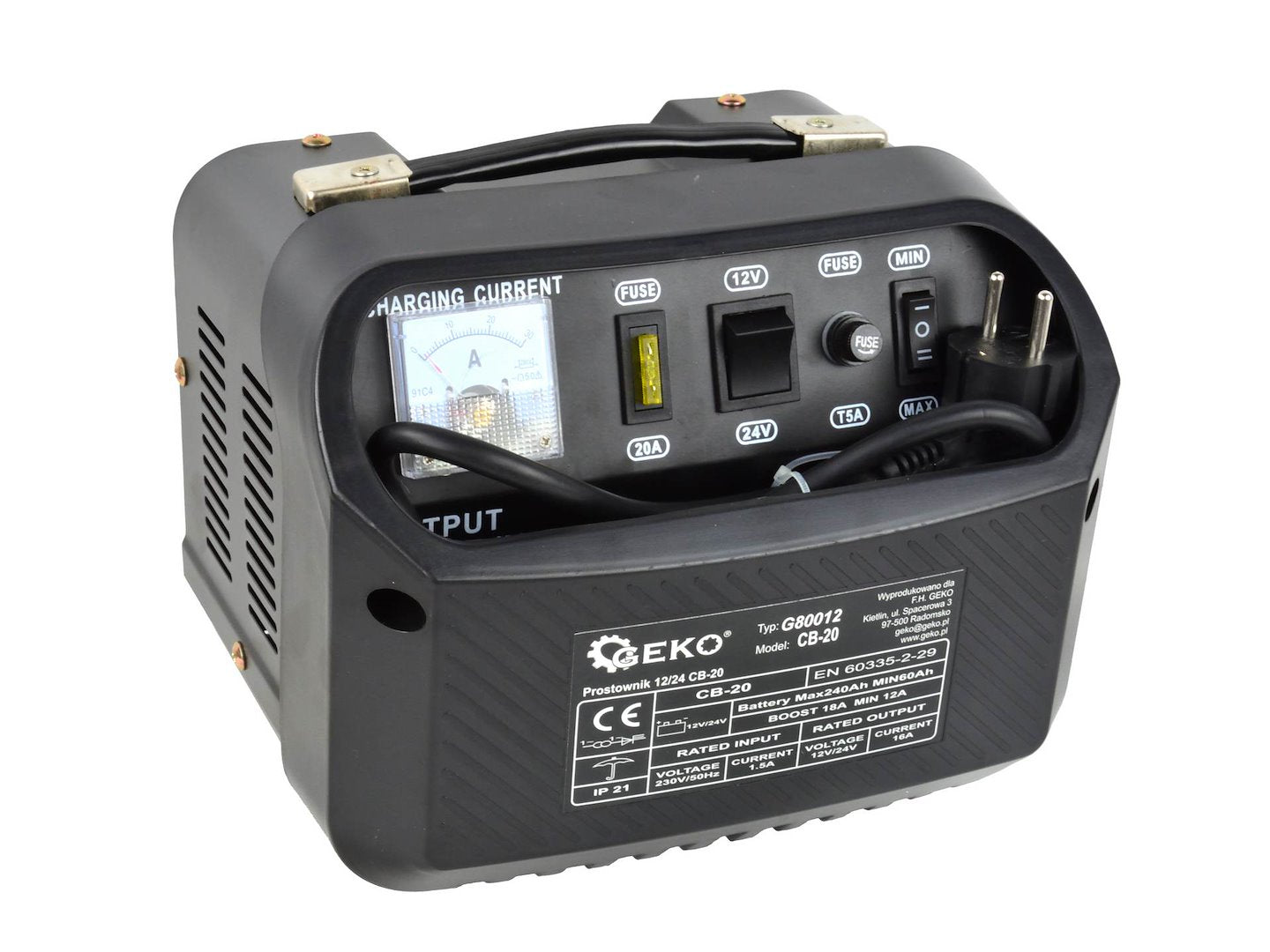Зарядно устройство 12/24V CB-20, 12-18A за автомобилни акумулатори 60-240Ah - GEKO