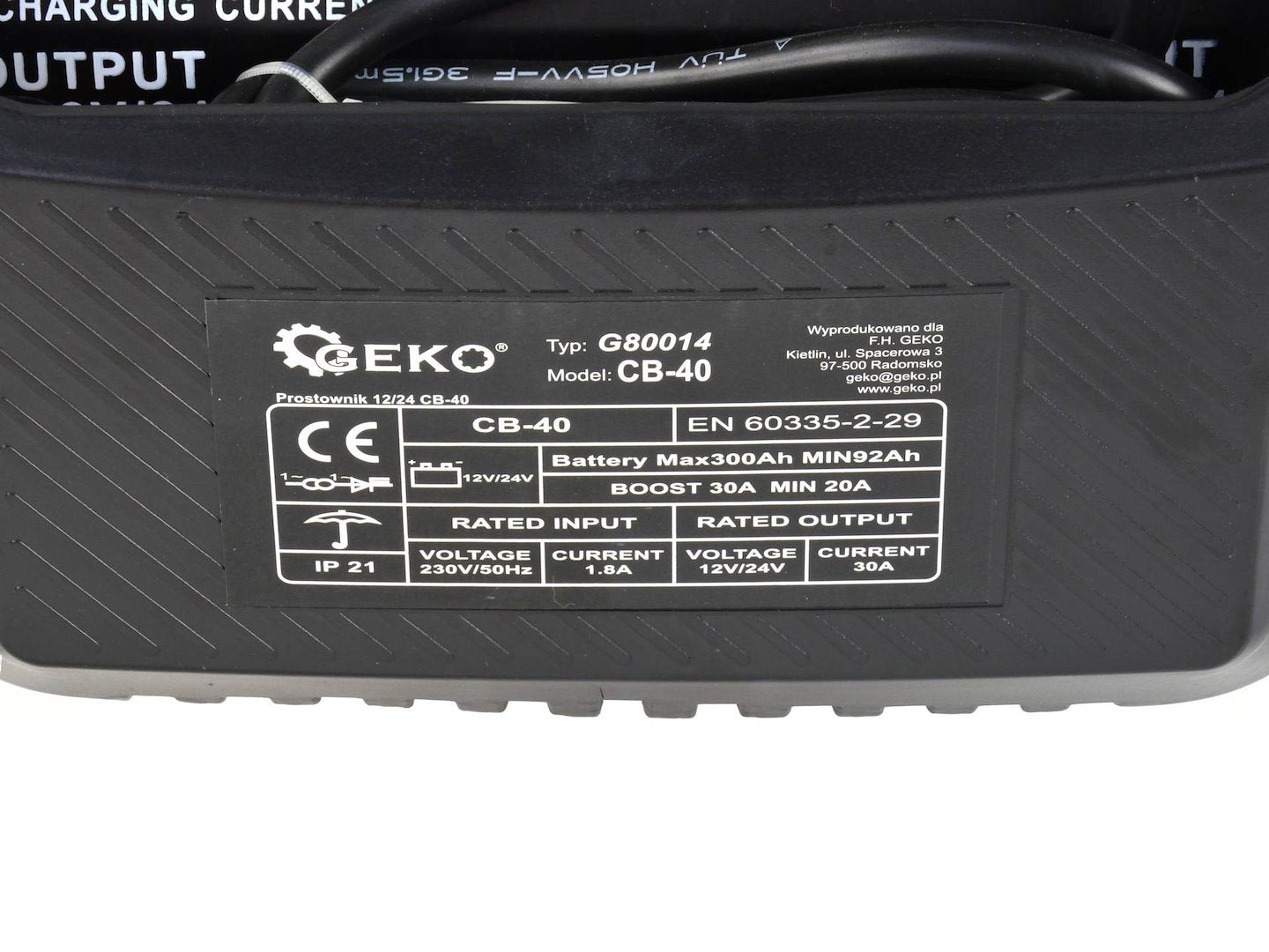 Зарядно устройство 12/24V CB-40 20-30A за автомобилни акумулатори 60-240Ah - GEKO