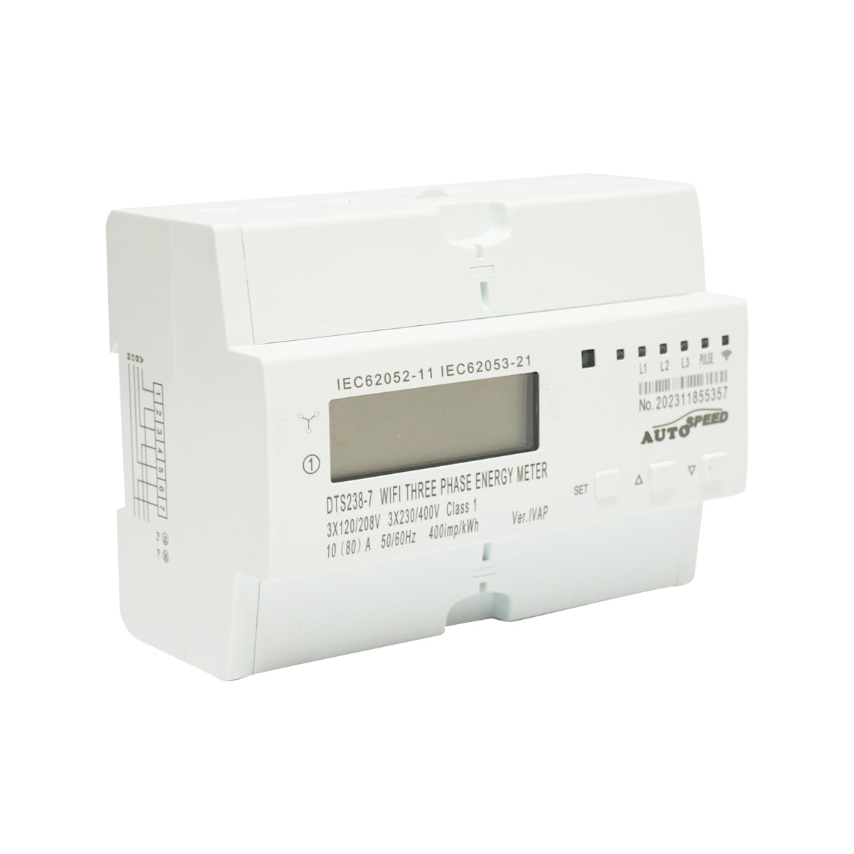 Смарт метър трифазен 380V, 80A, DTS238-7 WIFI съвместим с Tuya, Smart Life, интелигентен електромер