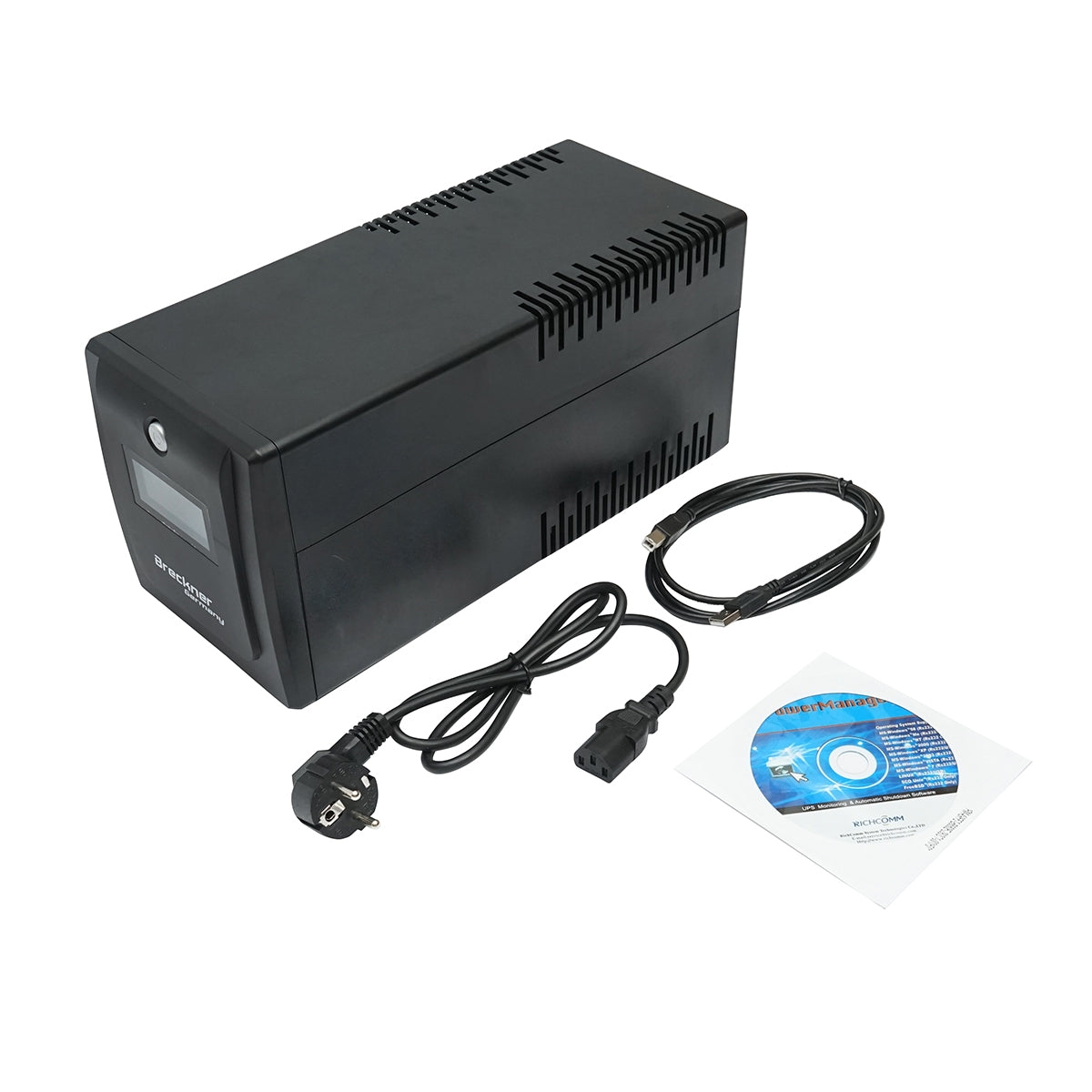 UPS устройство 1000VA/600W с 2x7,5Ah батерии и 4 шуко гнезда, LCD, USB Breckner Germany