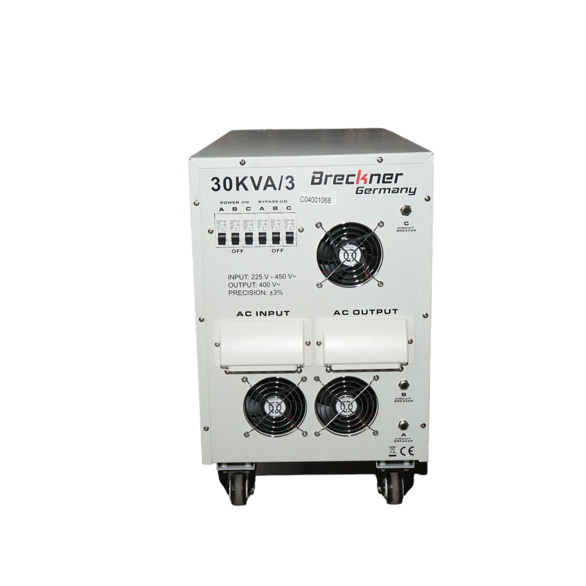 Автоматичен стабилизатор на напрежение 30KVA, 24KW трифазен със сервомотор Breckner Germany