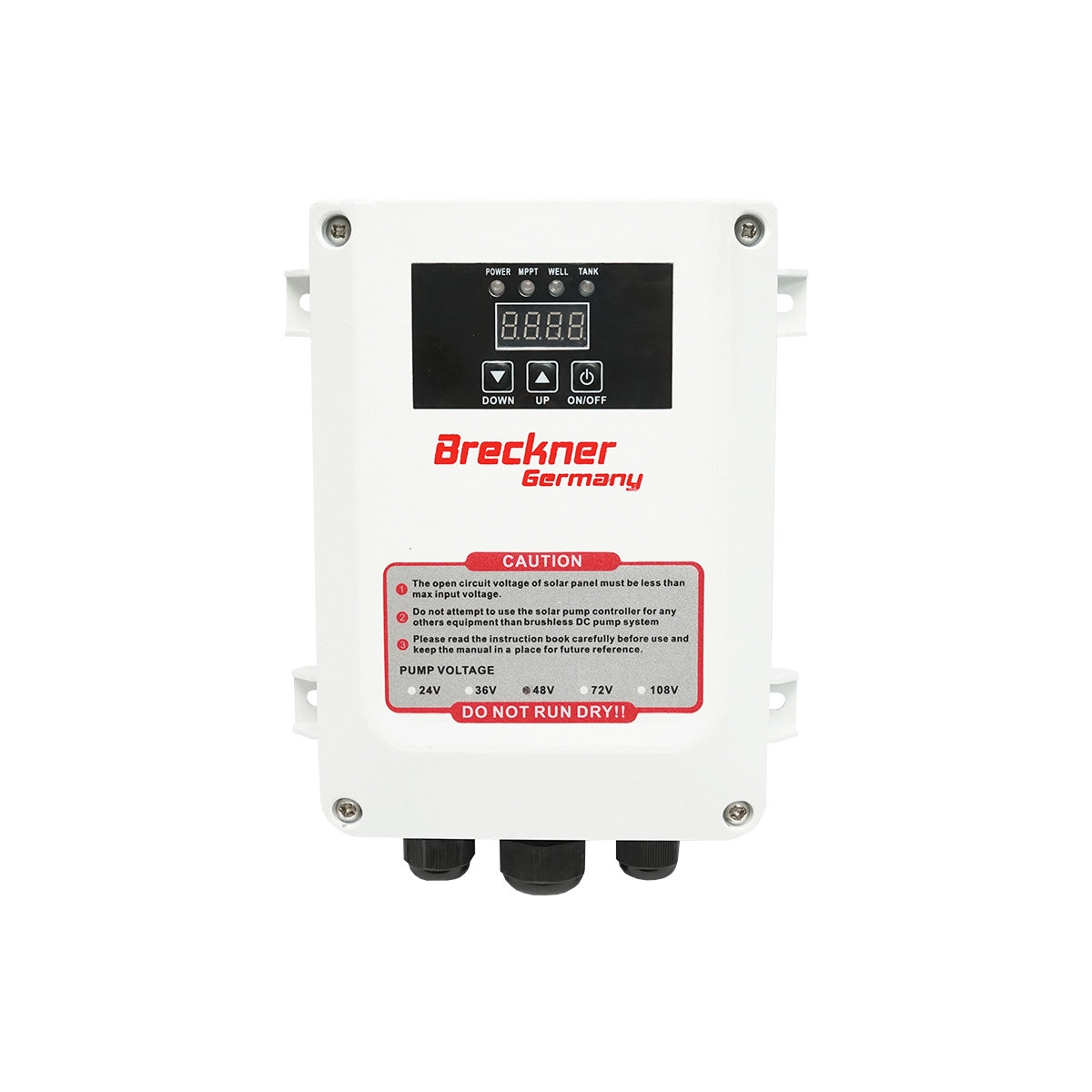 Потопяема водна помпа 600W, 48V дебит 3.5m3/h, D75мм с контролер за соларен фотоволтаичен панел Breckner Germany