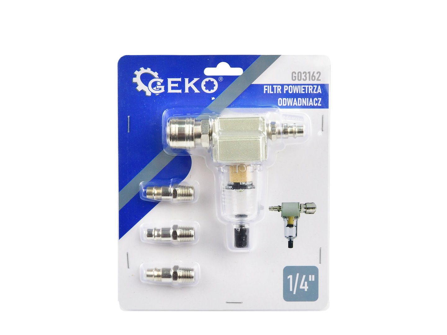 Въздушен филтър с разделител на вода и конденз 1/4" - GEKO