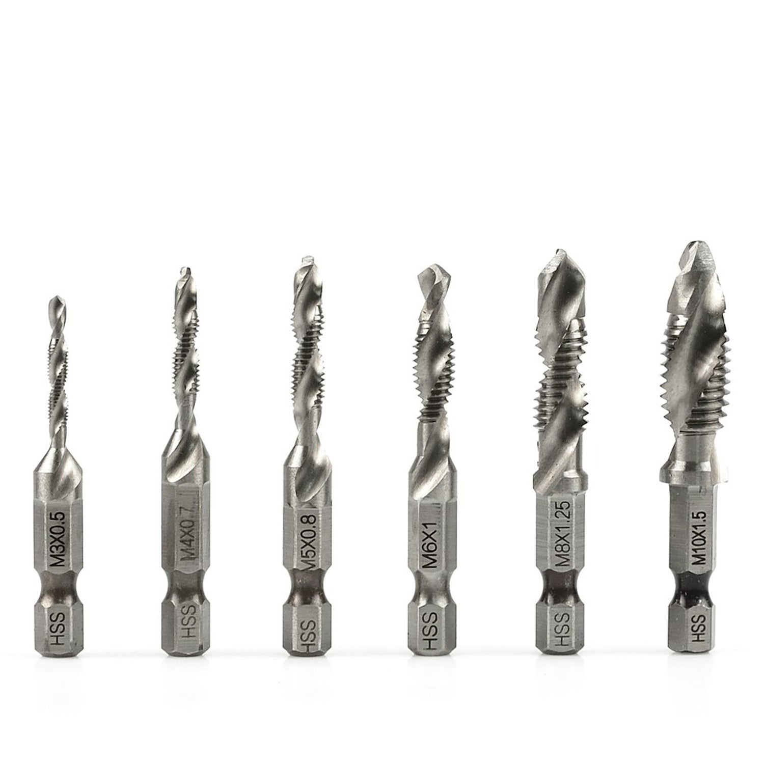 Комплект свредла с метчик HSS шестостен 1/4" М3-М10 6 броя