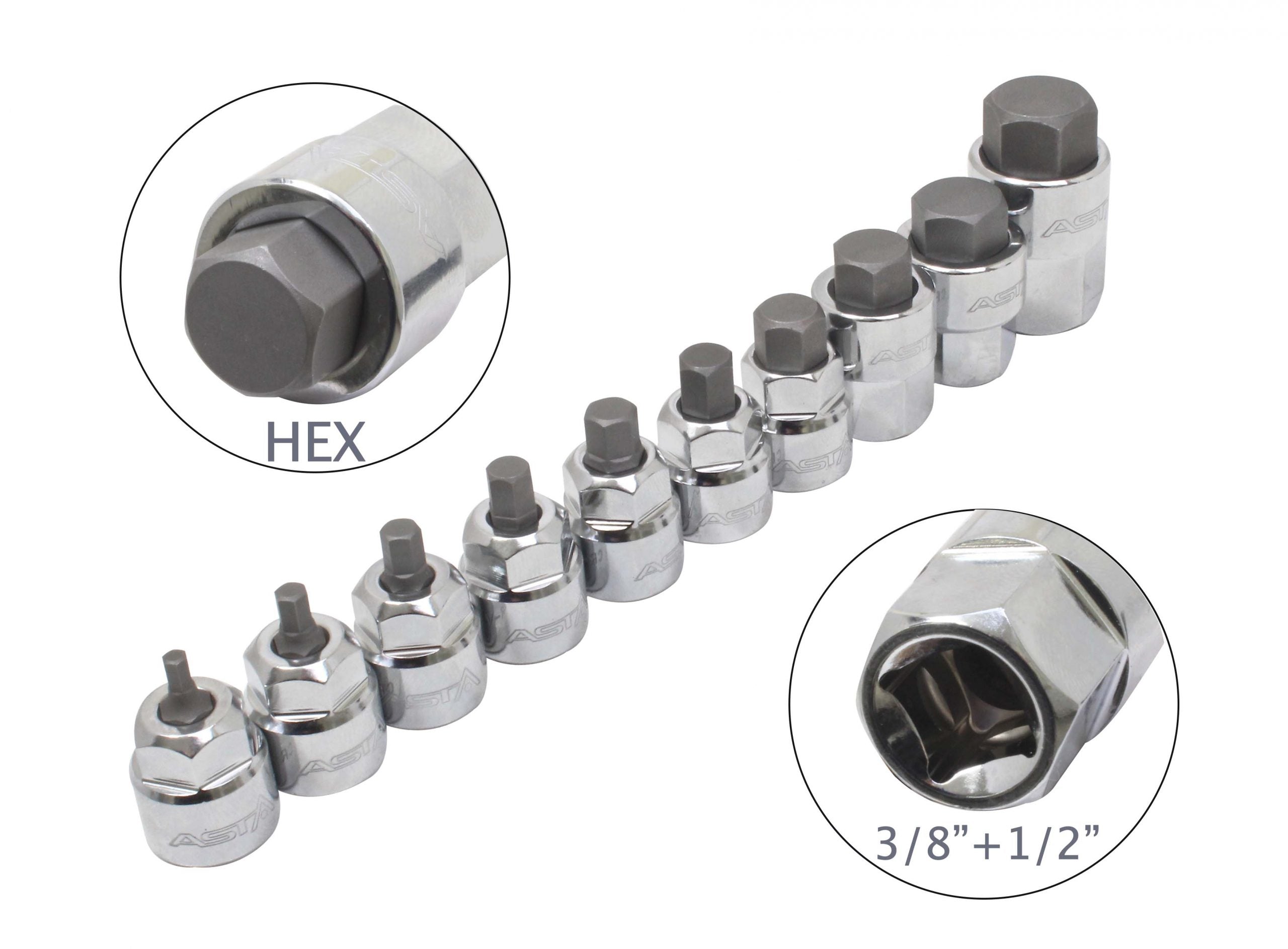 Комплект ключове бита имбус шестостен H3-H14 3/8-1/2 10 бр.