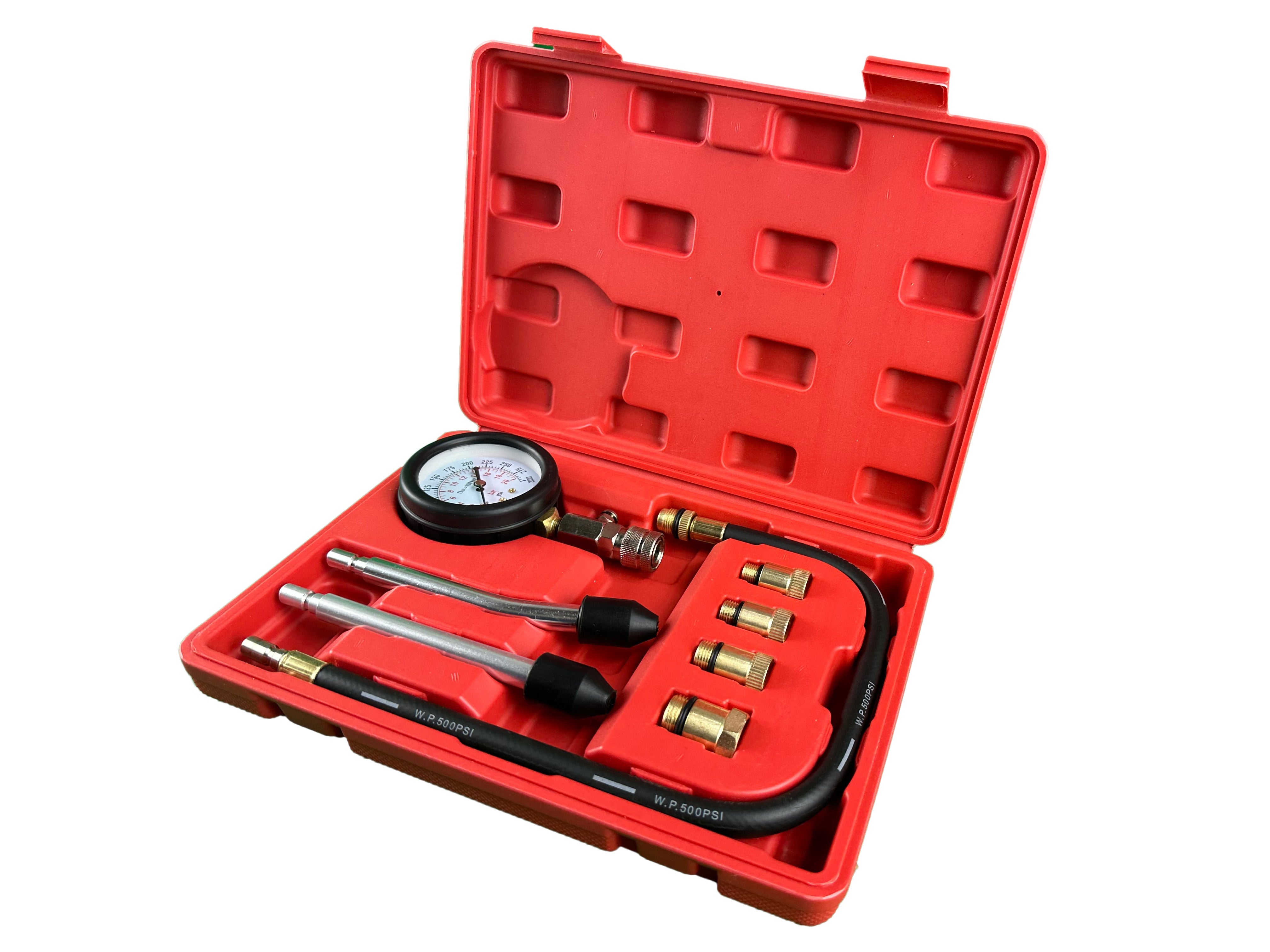 Комплект за измерване на компресия на бензинови двигатели, 8 части GEBO TOOLS
