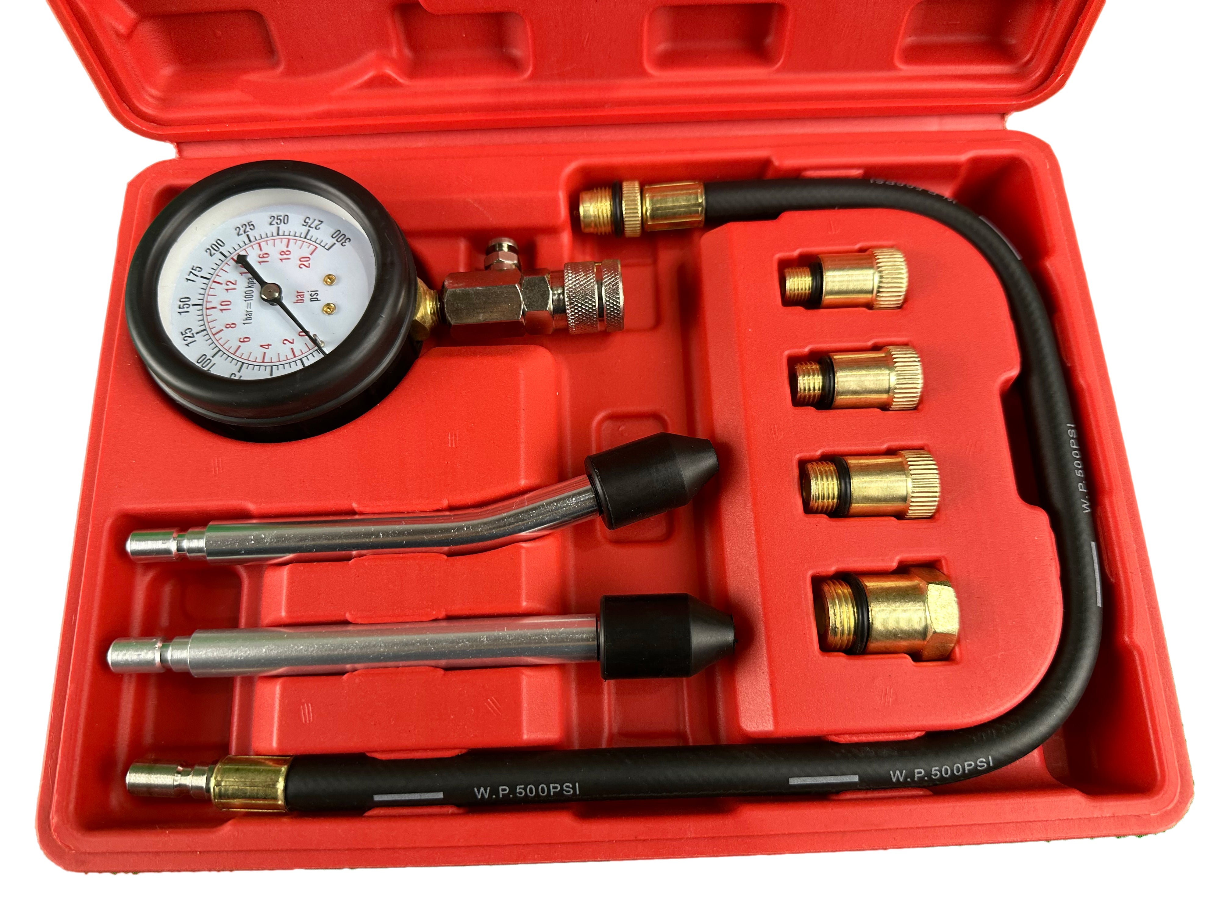 Комплект за измерване на компресия на бензинови двигатели, 8 части GEBO TOOLS