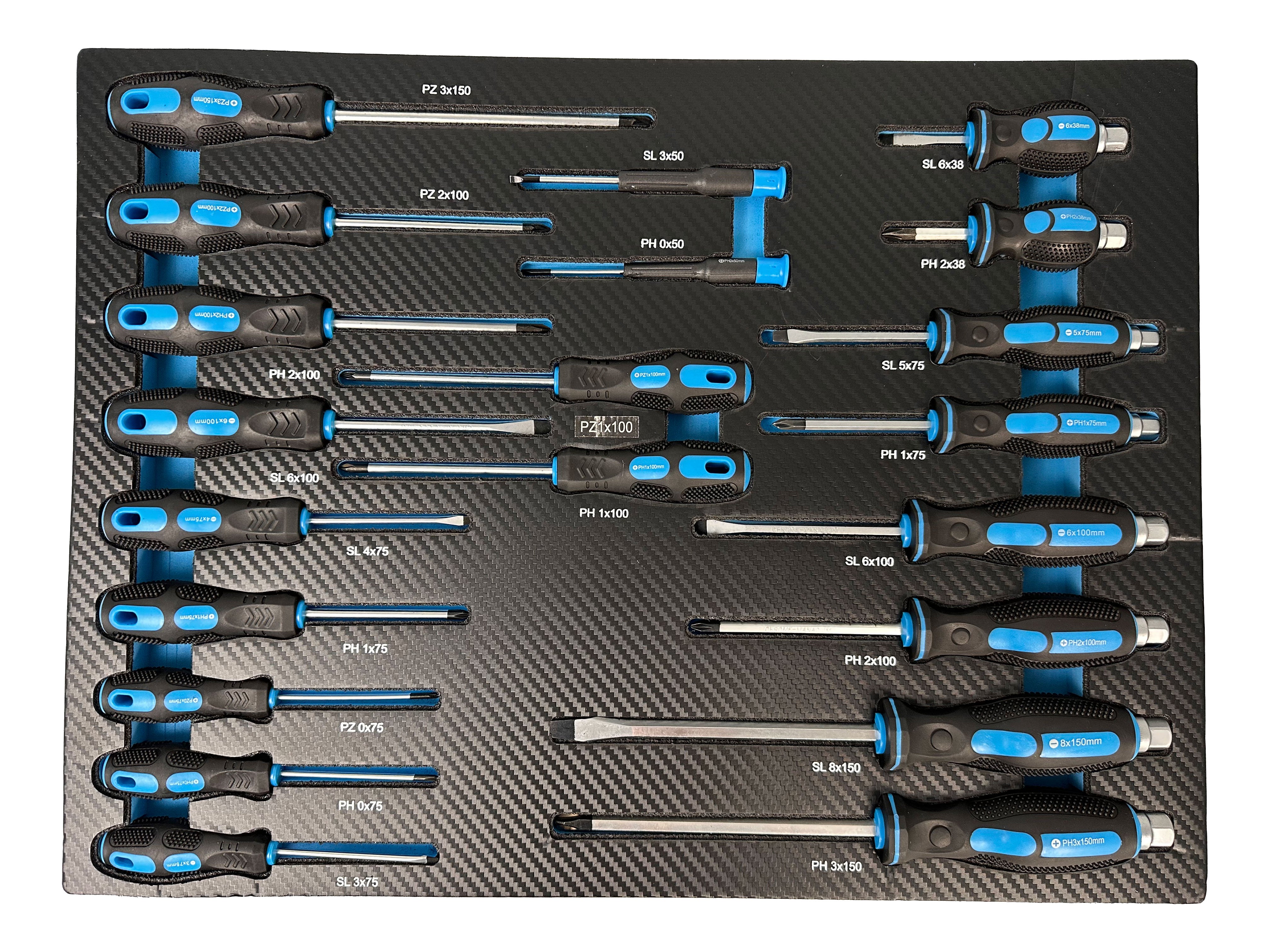 Модул за шкаф за инструменти с професионални отвертки, 21 части GEBO TOOLS