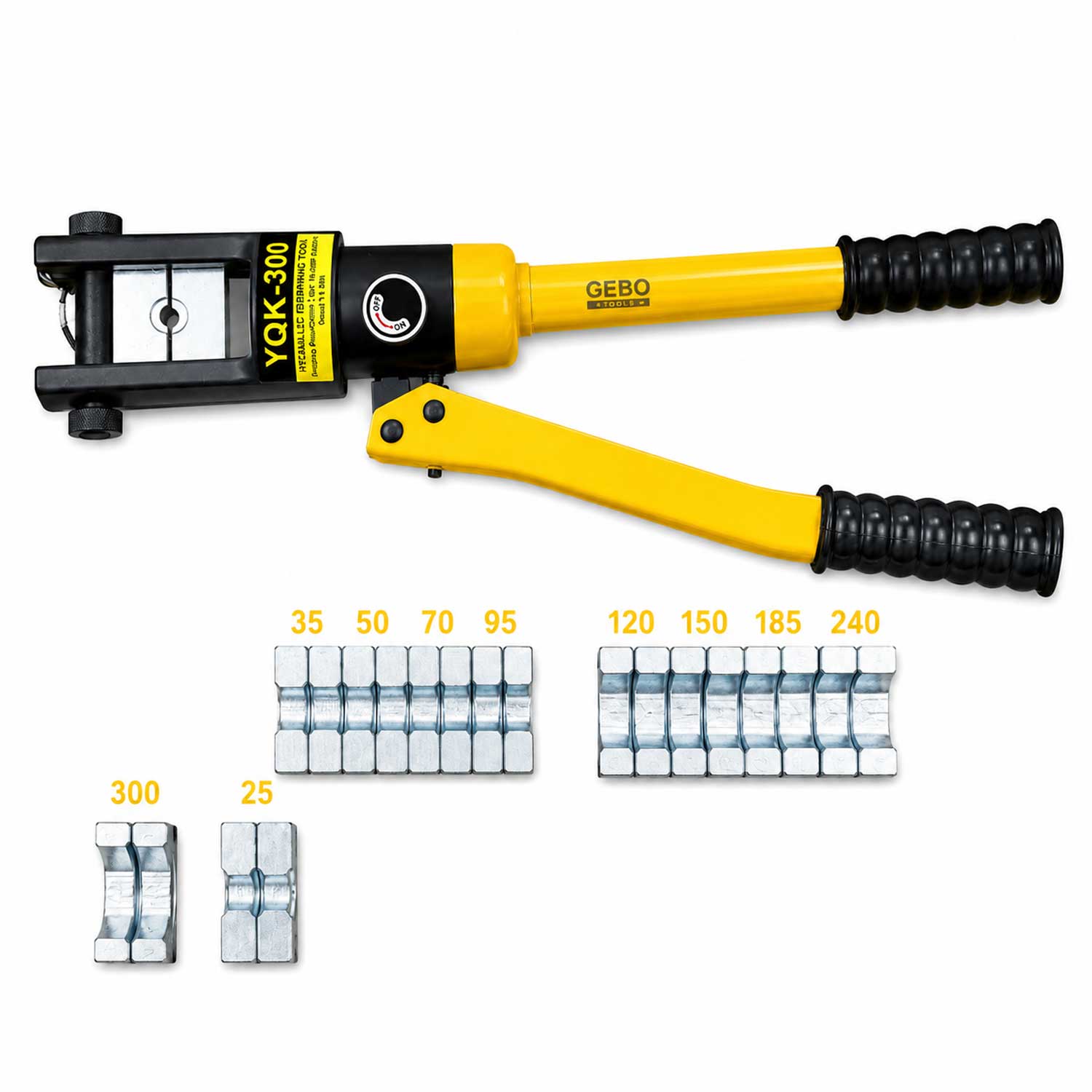 Хидравлични клещи за кабелно пресоване 16–300 мм² 13 тона GEBO TOOLS
