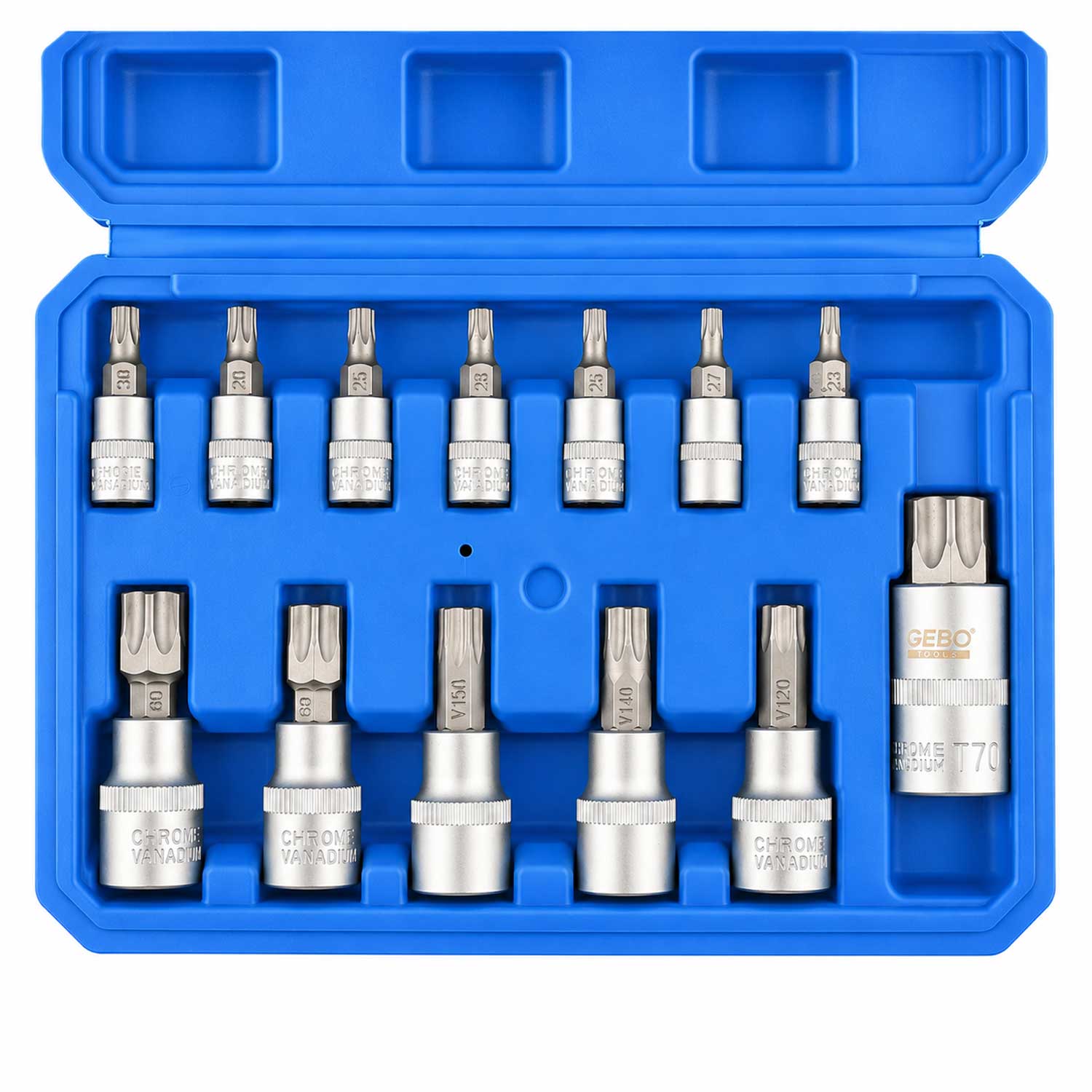 Комплект ключове битове торкс с 5 ръба TS8–TS60 12 броя GEBO TOOLS