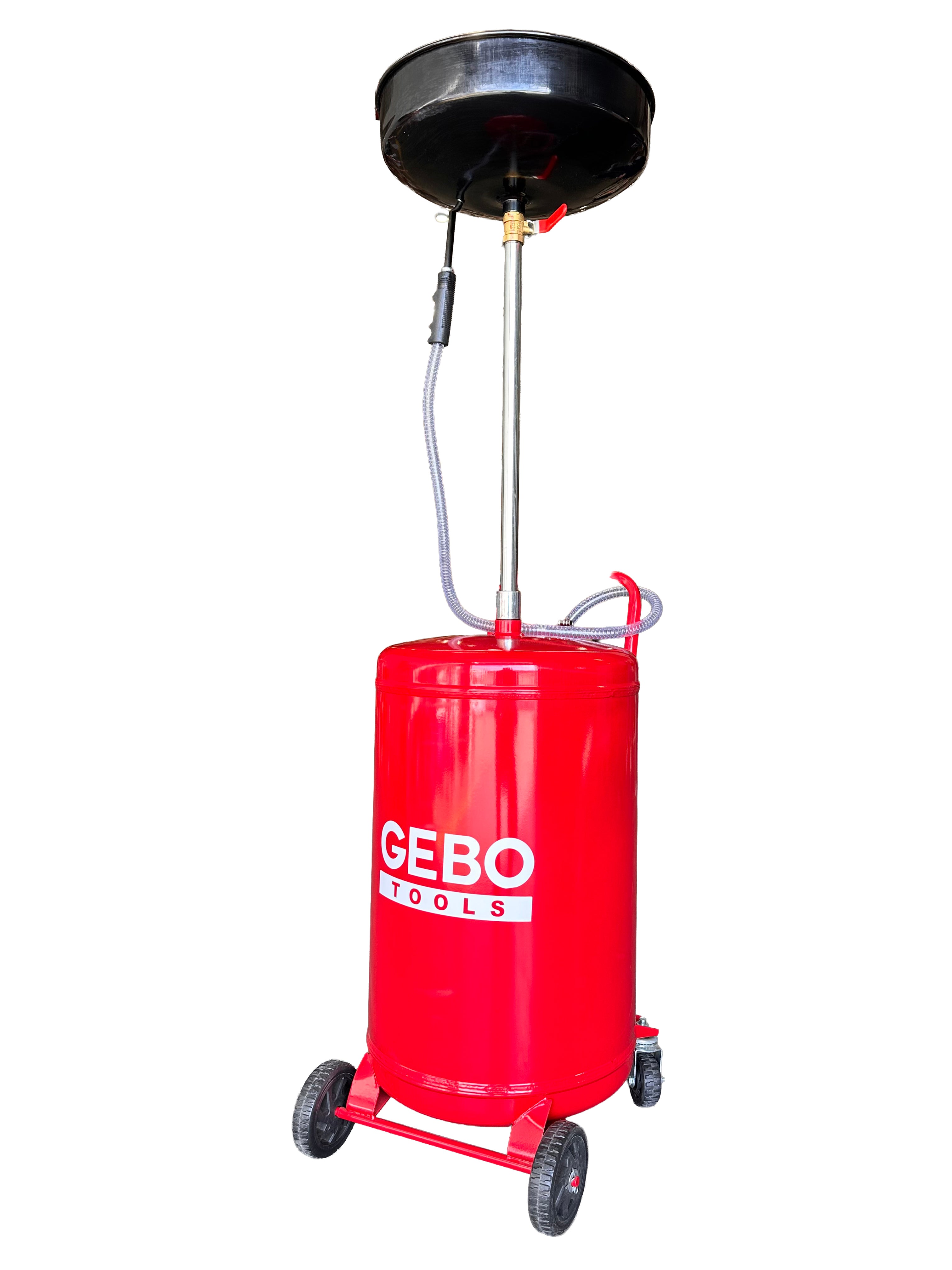 Пневматична масларка за отработено масло GEBO TOOLS 70 л със съд за събиране 10 л, изпомпване 6–8 бара, регулируема щанга