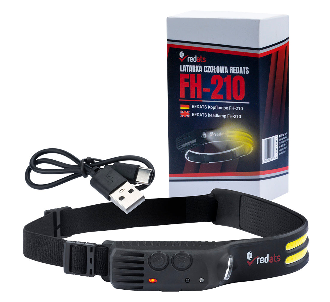Челно LED фенерче, лампа за глава със сензор FH-210 - 2 LED ленти, акумулаторна 1200mAh