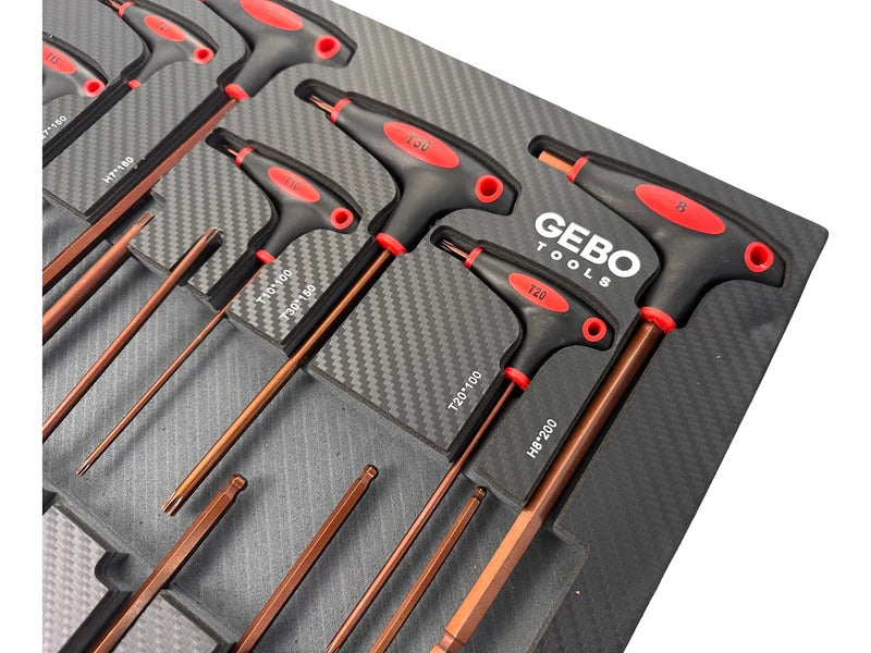 Модул за шкаф с торкс имбус в инч с дръжка Т, 18 части GEBO TOOLS