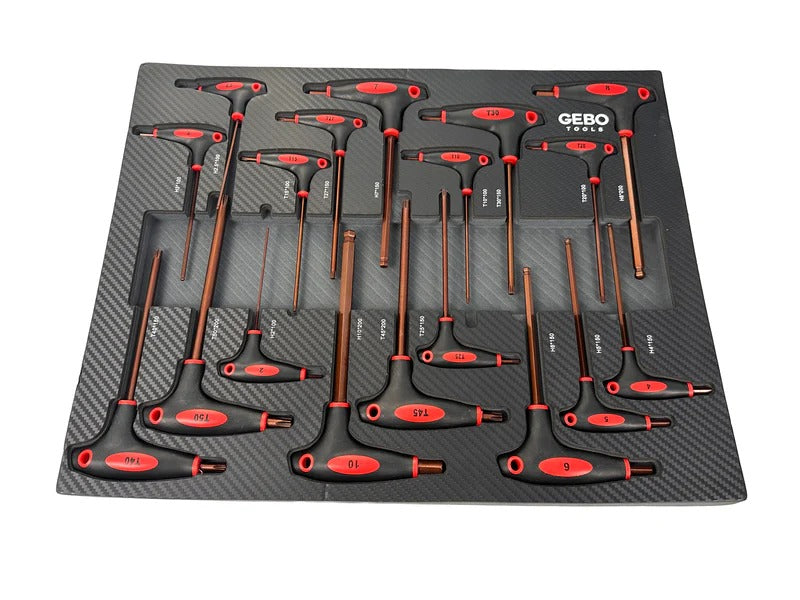 Модул за шкаф с торкс имбус в инч с дръжка Т, 18 части GEBO TOOLS
