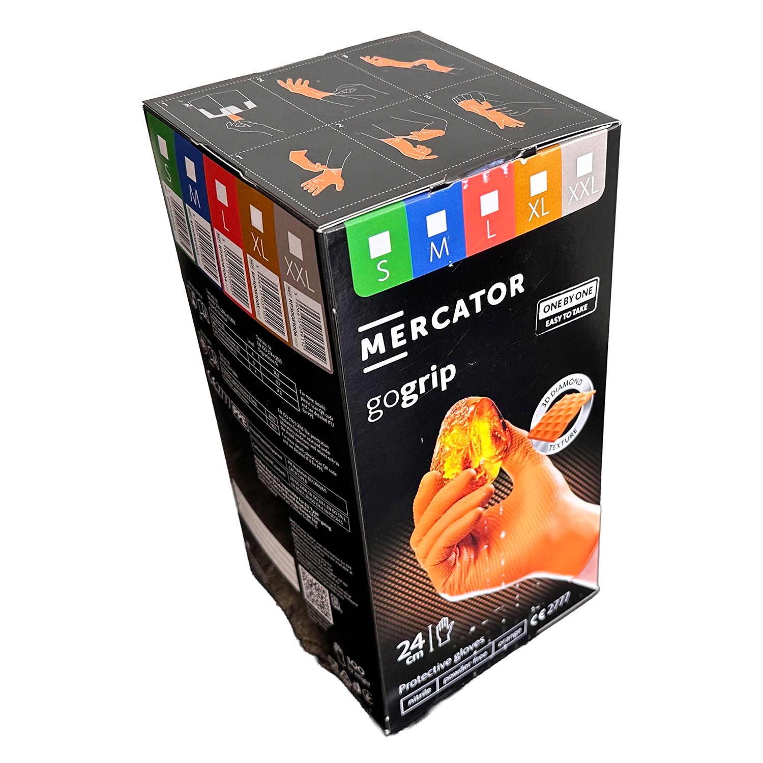 Премиум нитрилни ръкавици MERCATOR GOGRIP ONE BY ONE оранжеви, размер L, комплект 100 бр.