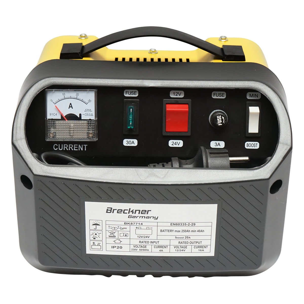 Зарядно устройство за автомобилни акумулатори 12/24V 20A 230V/566W за акумулатори 40-250Ah Breckner Germany