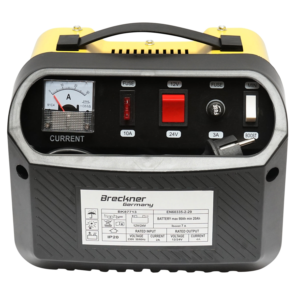 Зарядно устройство за автомобилни акумулатори 12/24V 5A 230V/140W за акумулатори 20-90Ah Breckner Germany