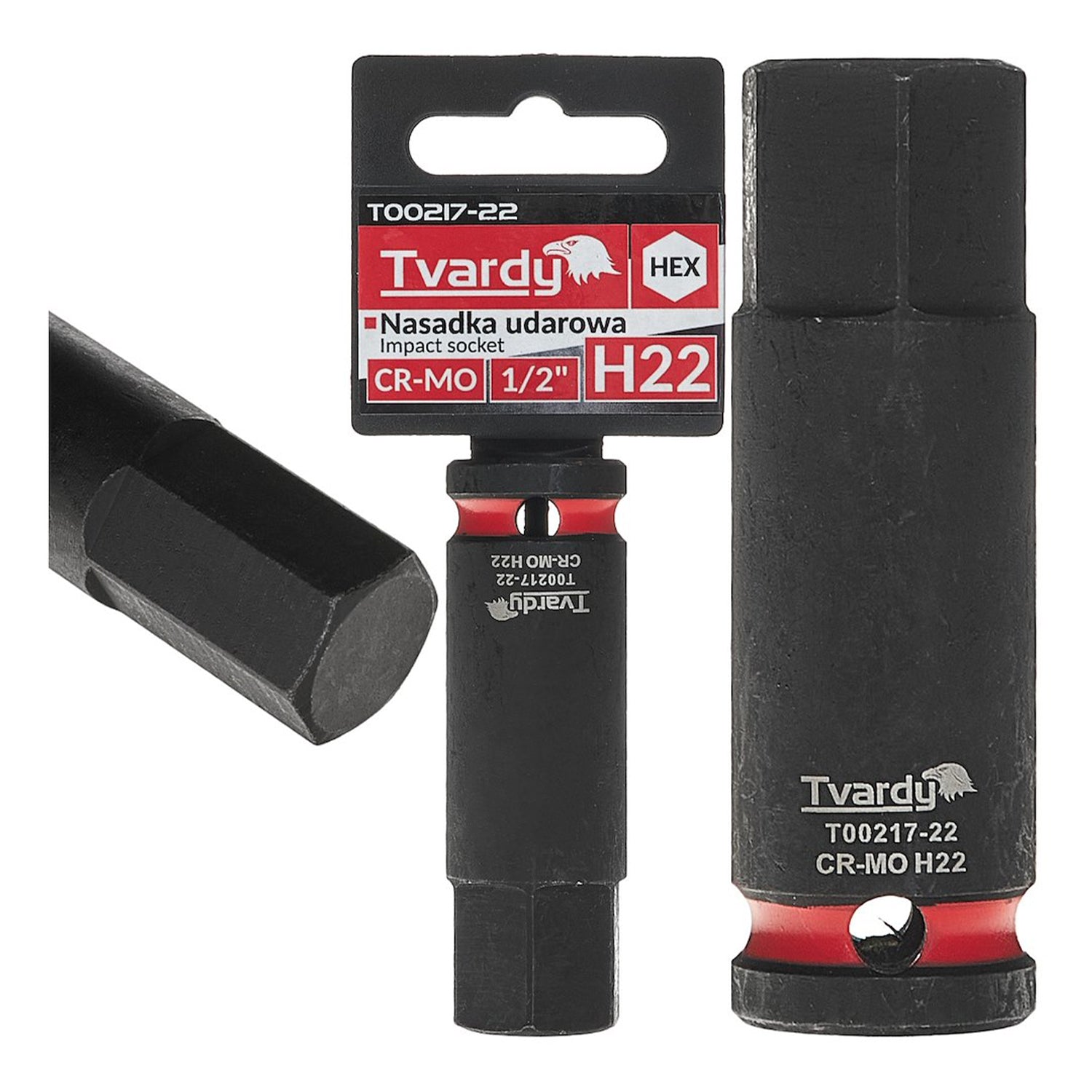 Ударна вложка с шестостенна глава H22 1/2" CR-Mo - TVARDY