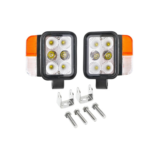 Комплект универсални фарове за трактори, ляв и десен, с LED 10-80V, цветна температура 6000K, позиции 3W LED и сигнализация 3W LED Breckner Germany