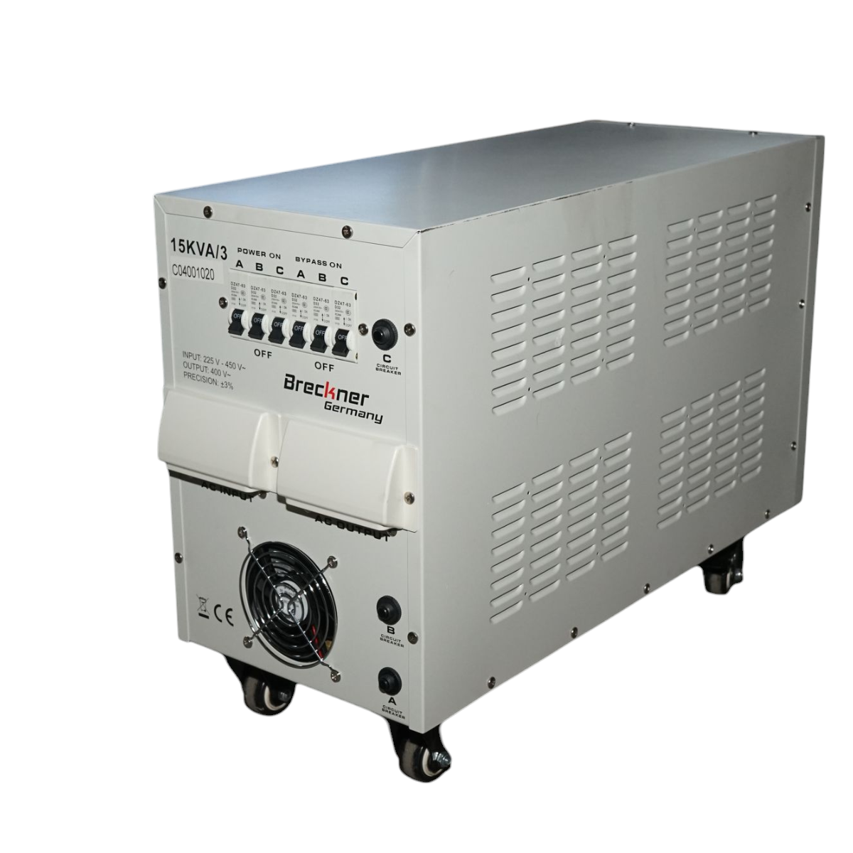 Автоматичен стабилизатор на напрежение 15KVA, 12KW трифазен със сервомотор Breckner Germany
