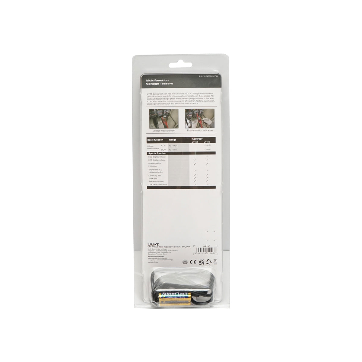 Тестер за напрежение AC/DC UT15C, 12-690V UNI-T