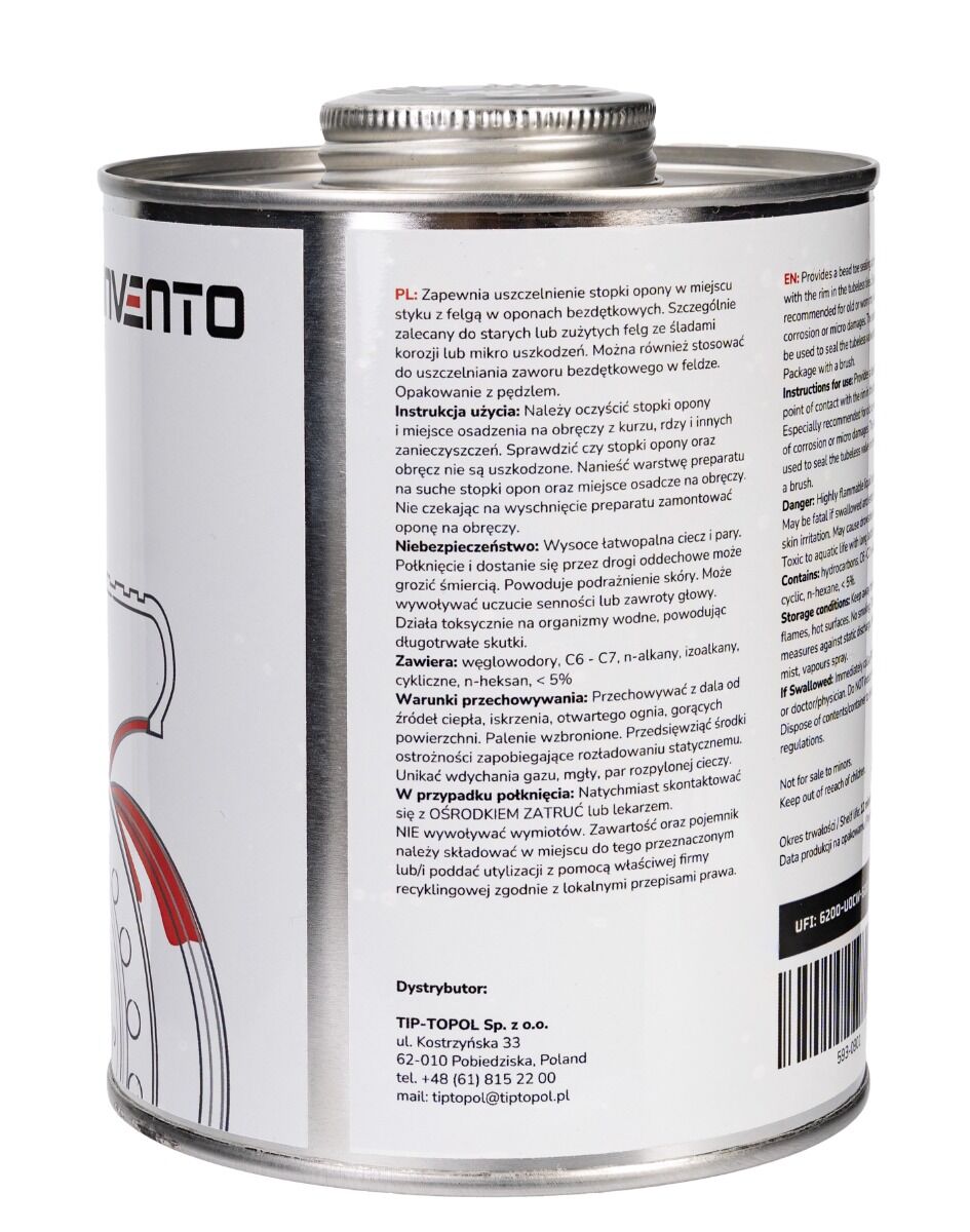 Разтвор за уплътняване на гуми с четка, 1 л - INVENTO