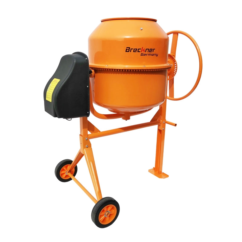 Бетонобъркачка 800W, обем 200L, чугунено зъбно колело и коронка, 58Kg Breckner Germany