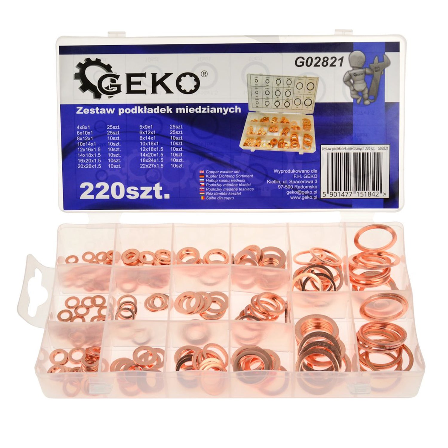 Комплект медни шайби 220 бр. GEKO