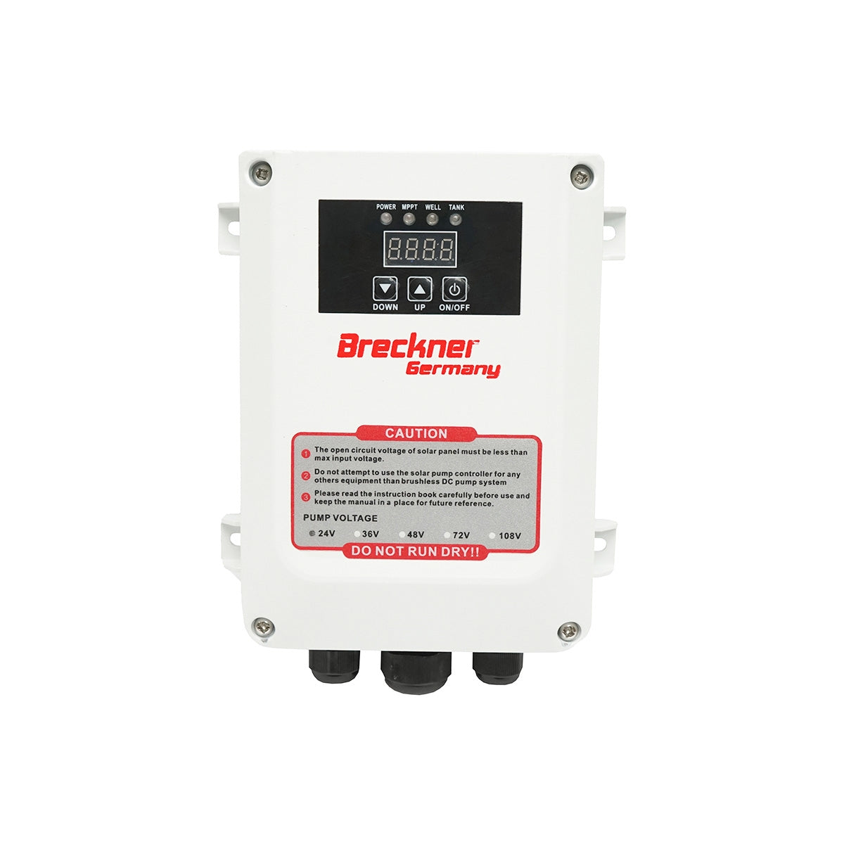 Потопяема водна помпа 300W, 24V дебит 3.5m3/h, D75мм с контролер за соларен фотоволтаичен панел Breckner Germany