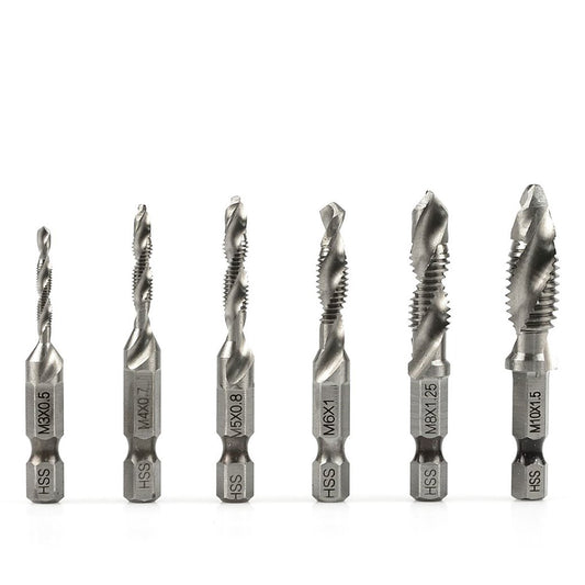 Комплект свредла с метчик HSS шестостен 1/4" М3-М10 6 броя