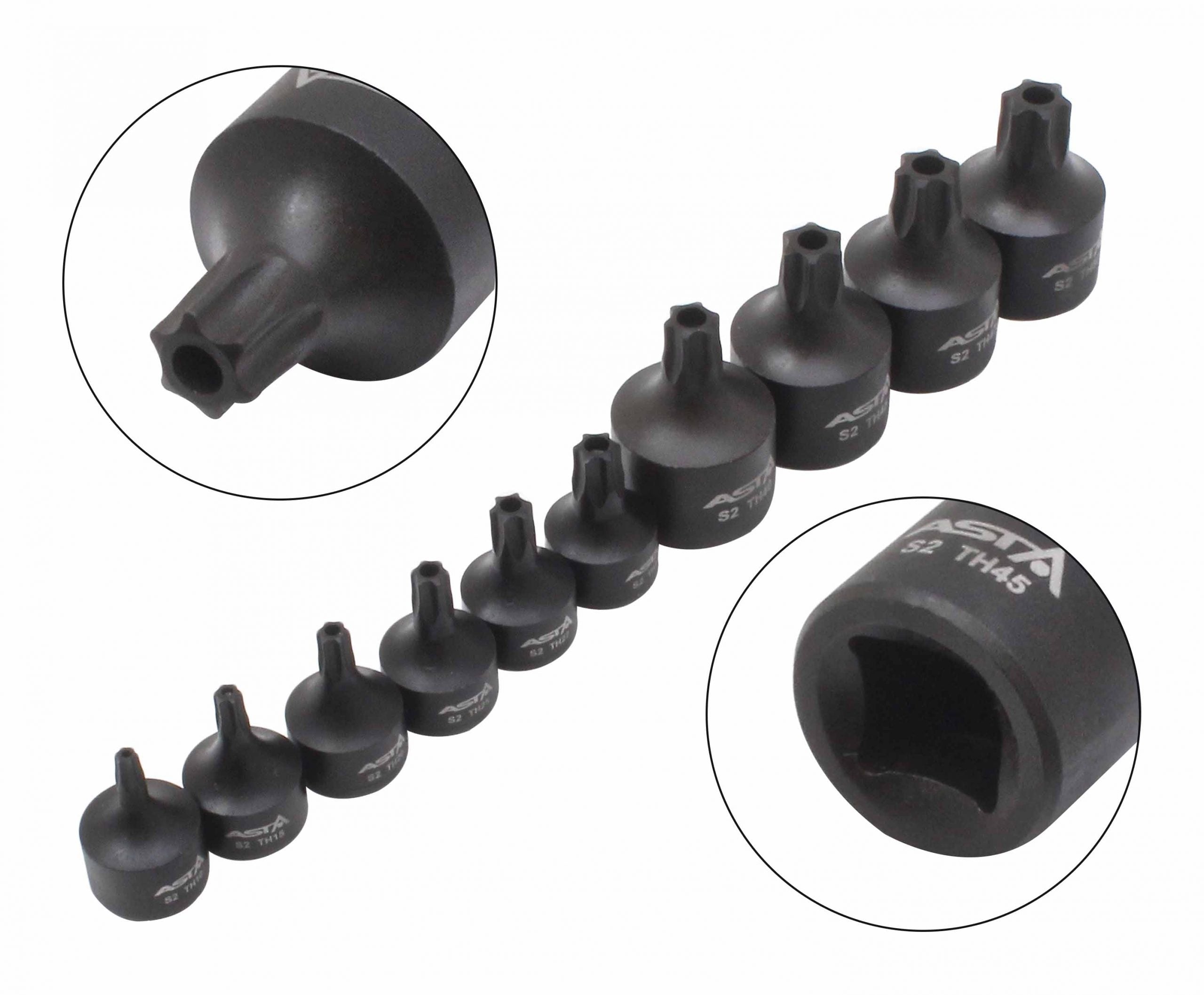 Комплект ударни битове торкс 1/4" 3/8" с отвор