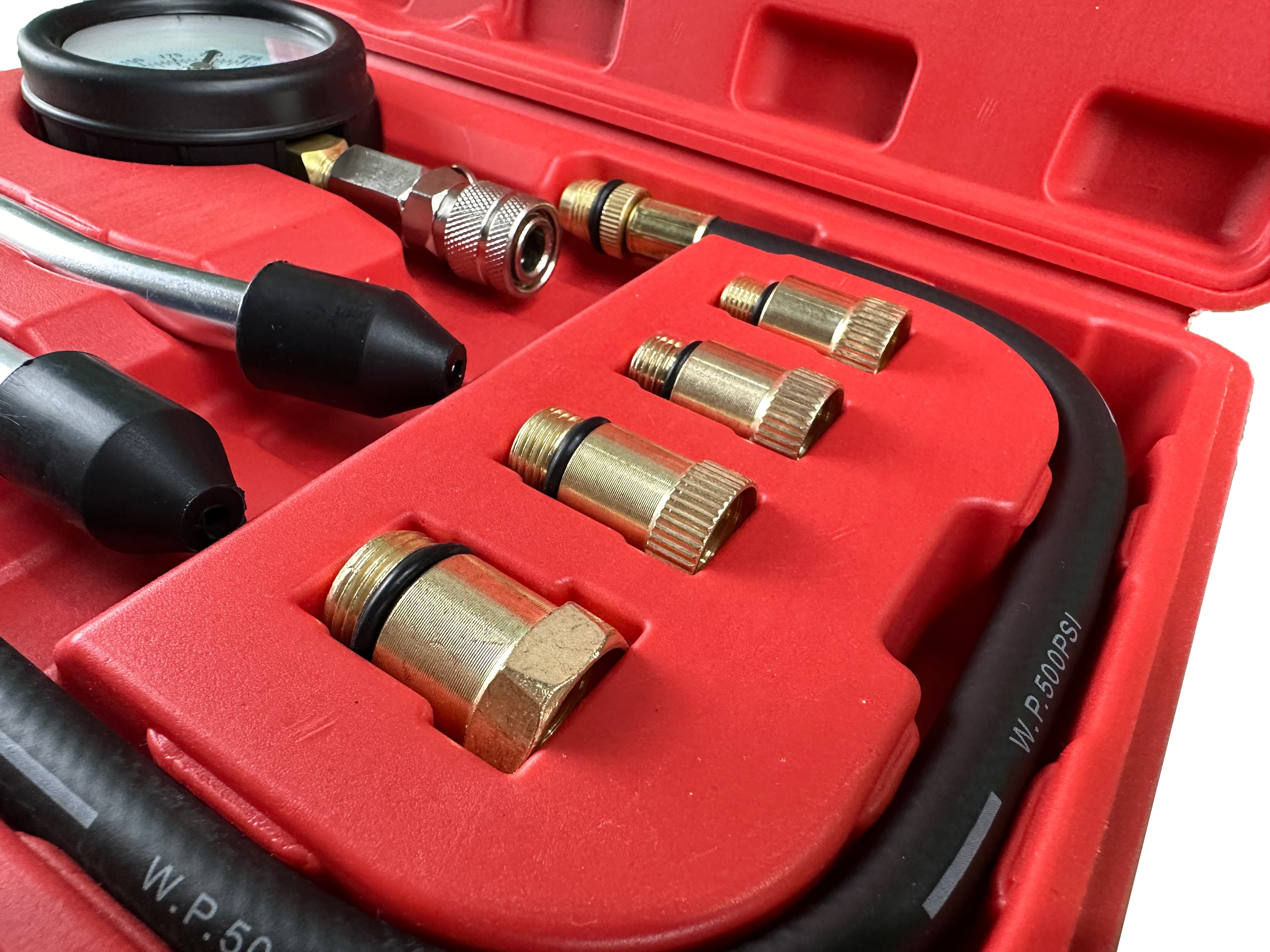 Комплект за измерване на компресия на бензинови двигатели, 8 части GEBO TOOLS