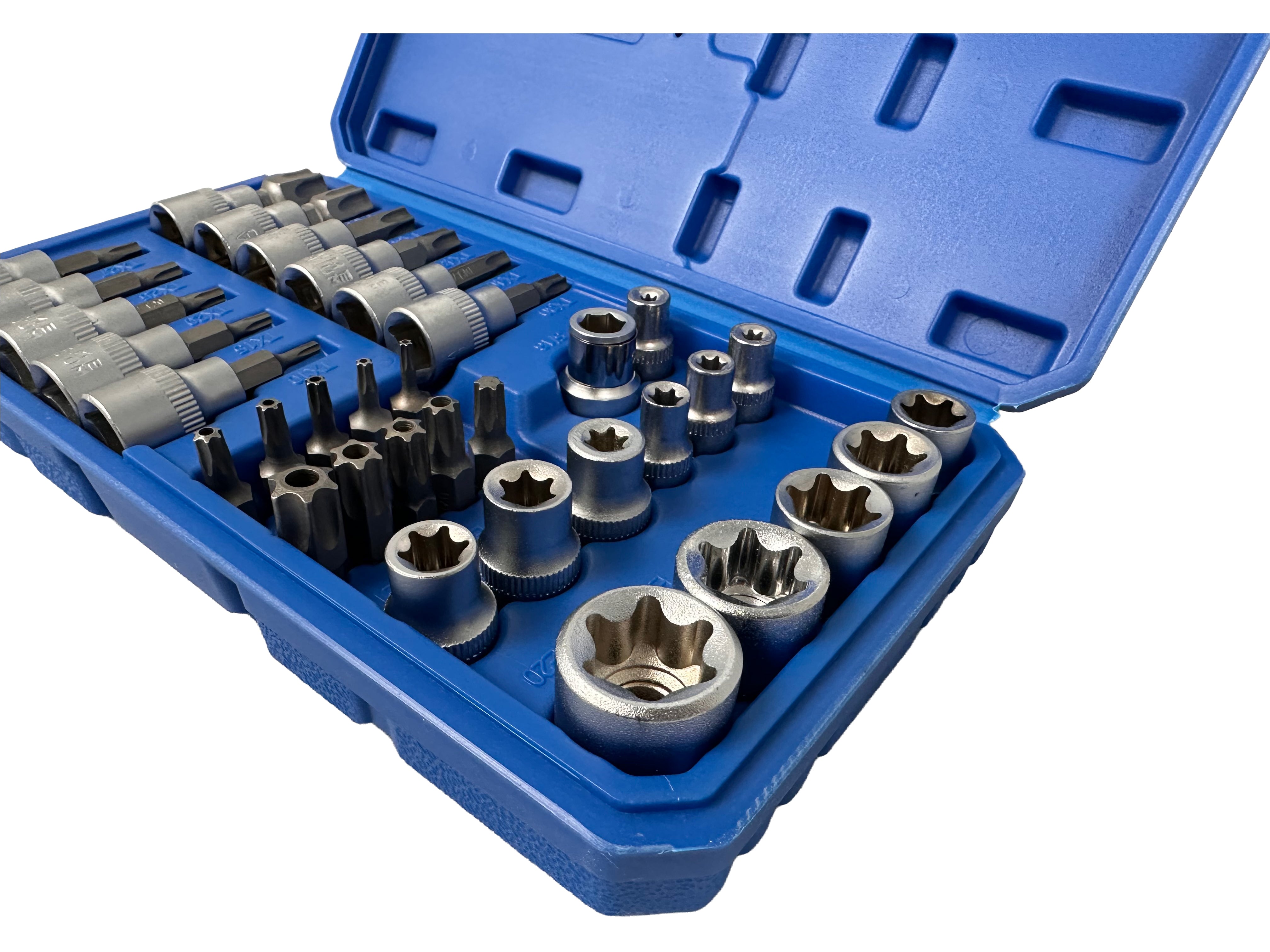 Комплект вложки torx 3/8″ 34 бр. T10-T60 E4-E20 GEBO TOOLS