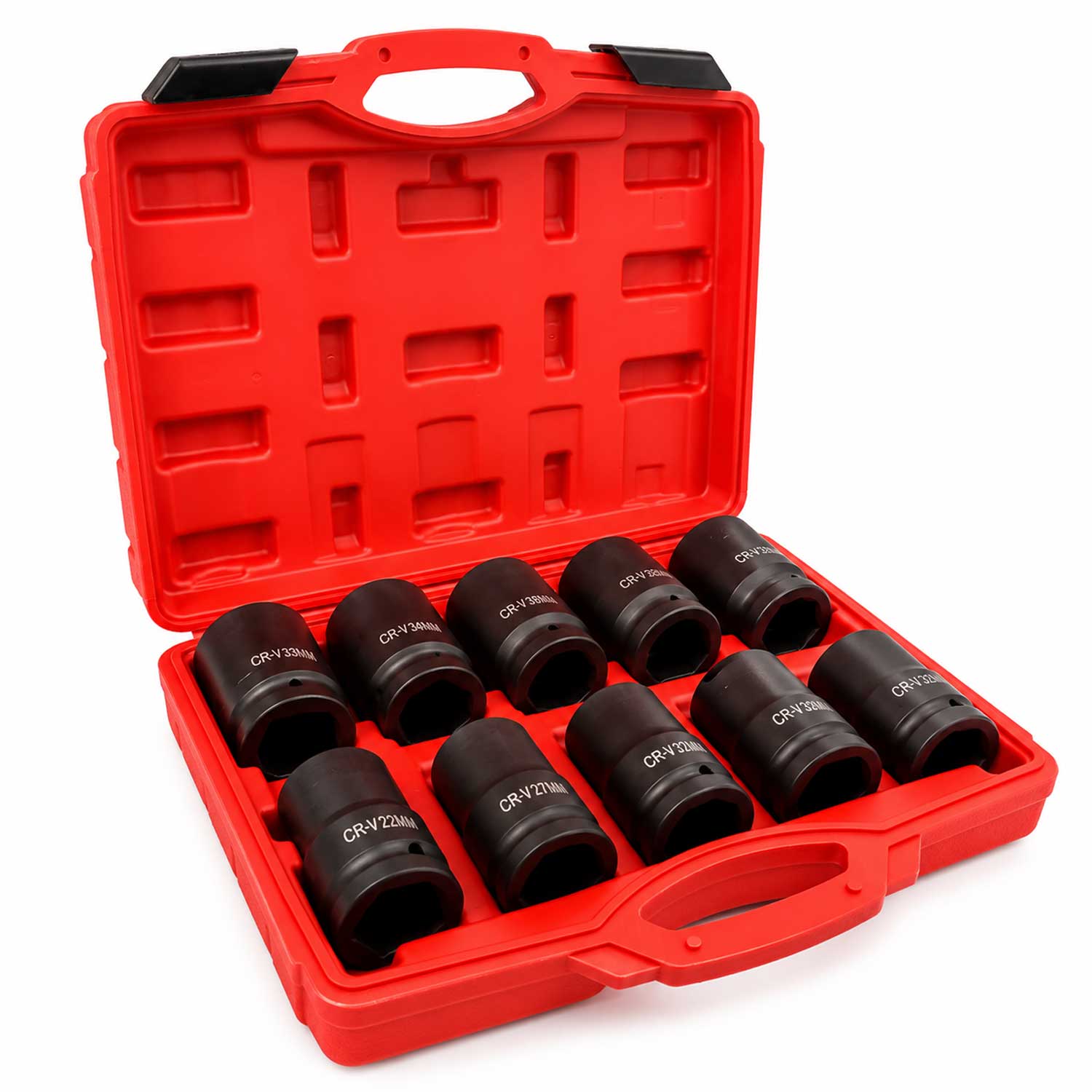 Комплект дълги ударни вложки 1'' 22–41 мм 10 броя GEBO TOOLS
