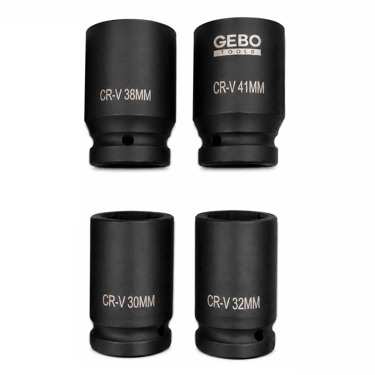 Комплект дълги ударни вложки 1'' 22–41 мм 10 броя GEBO TOOLS