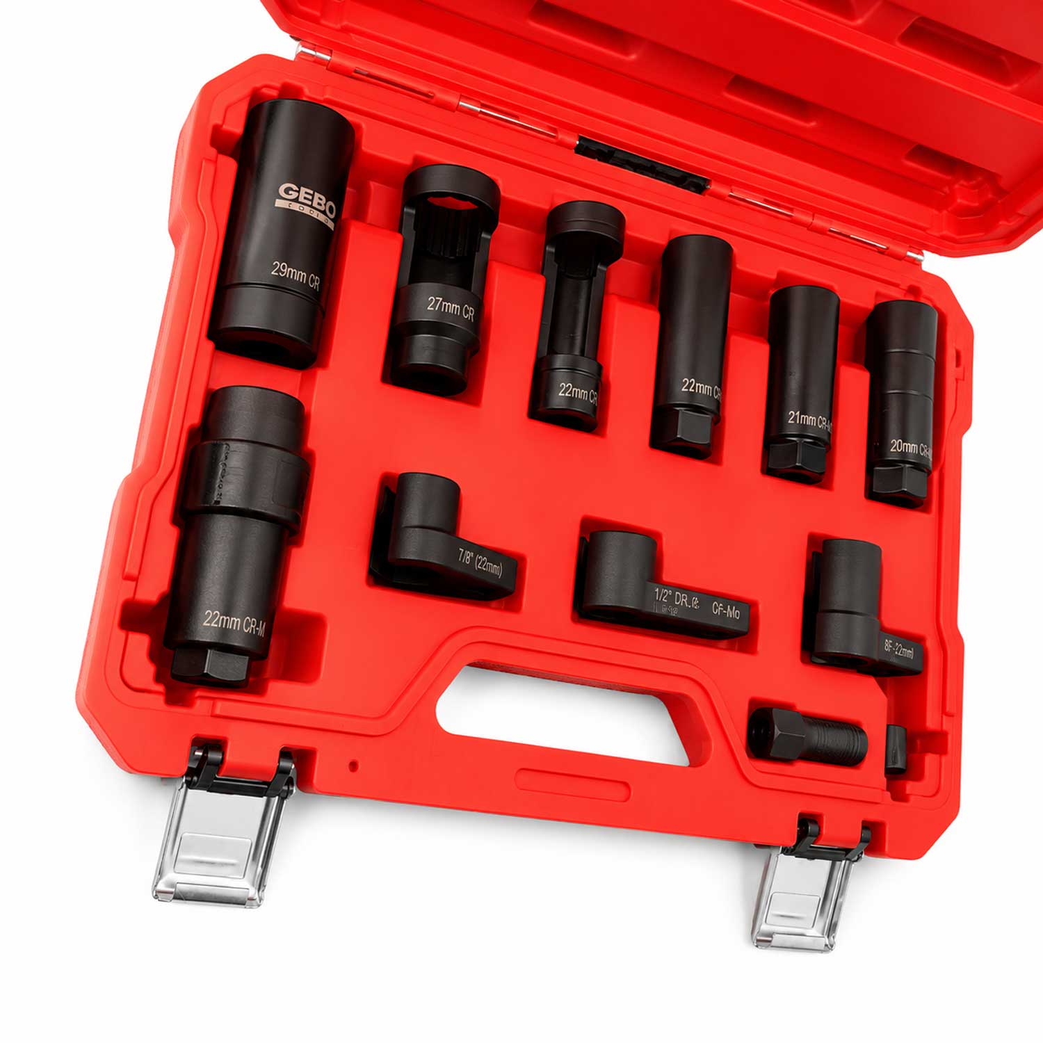 Комплект специално изрязани ударни вложки за ламбда-сензори и инжектори 11 части GEBO TOOLS