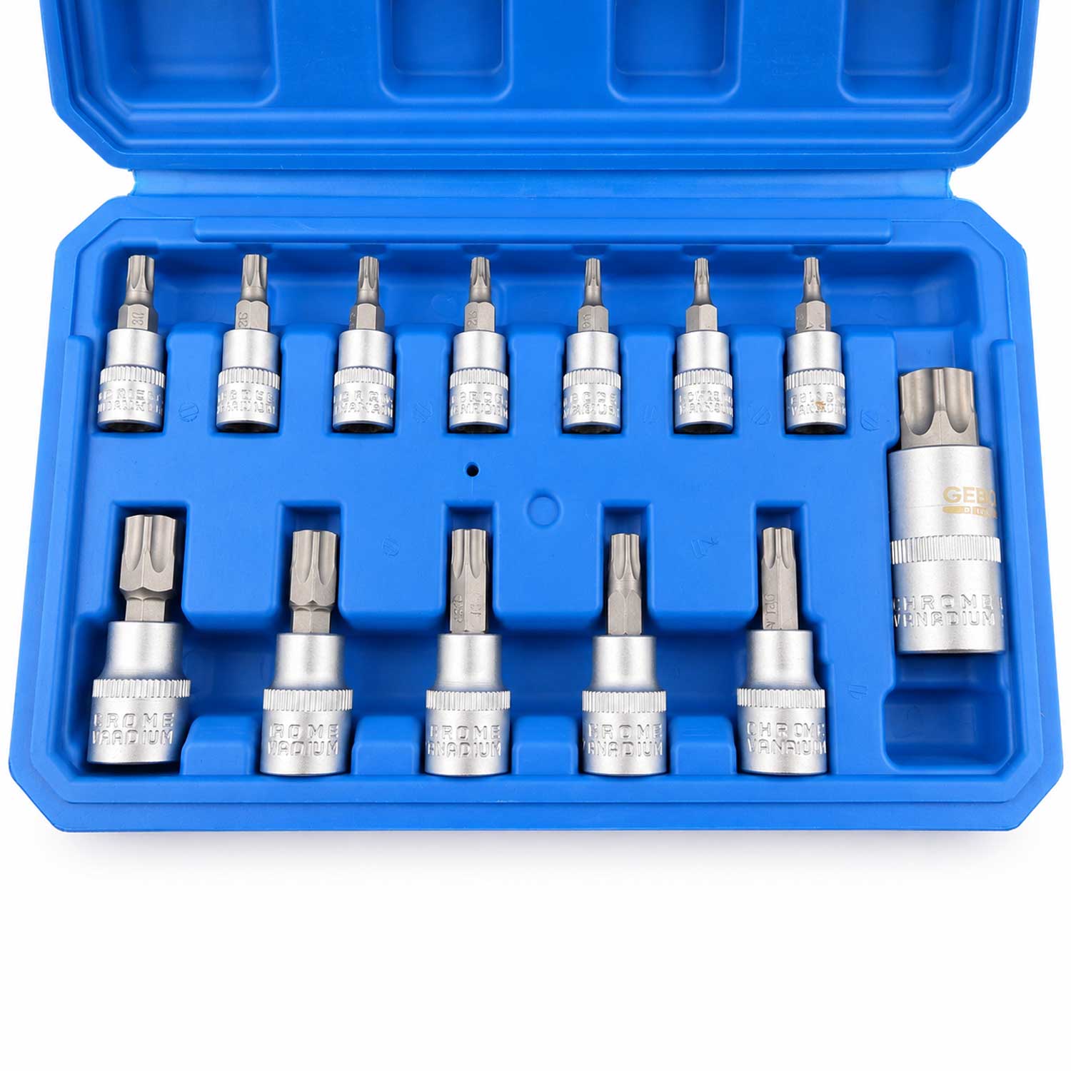 Комплект ключове битове торкс с 5 ръба TS8–TS60 12 броя GEBO TOOLS