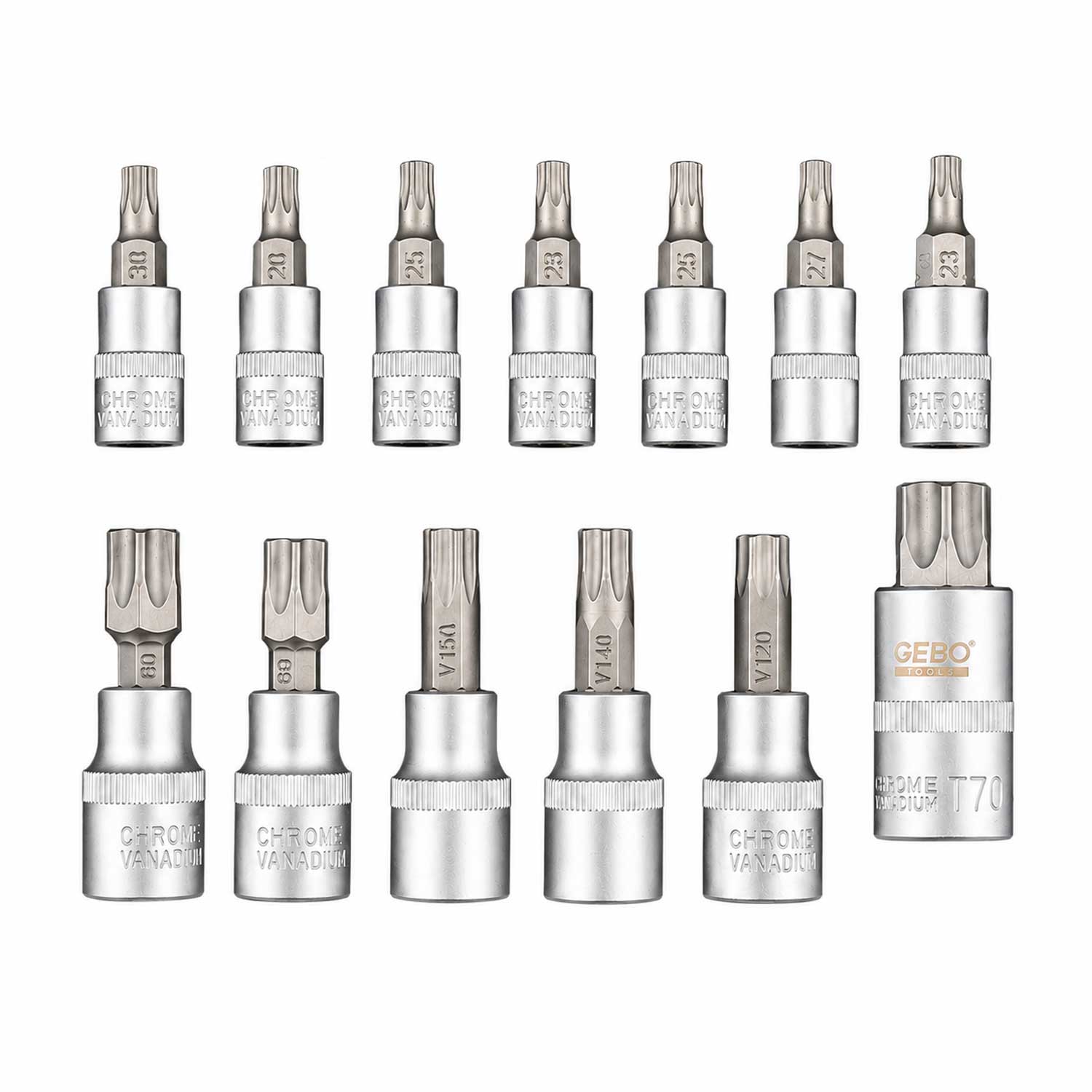 Комплект ключове битове торкс с 5 ръба TS8–TS60 12 броя GEBO TOOLS