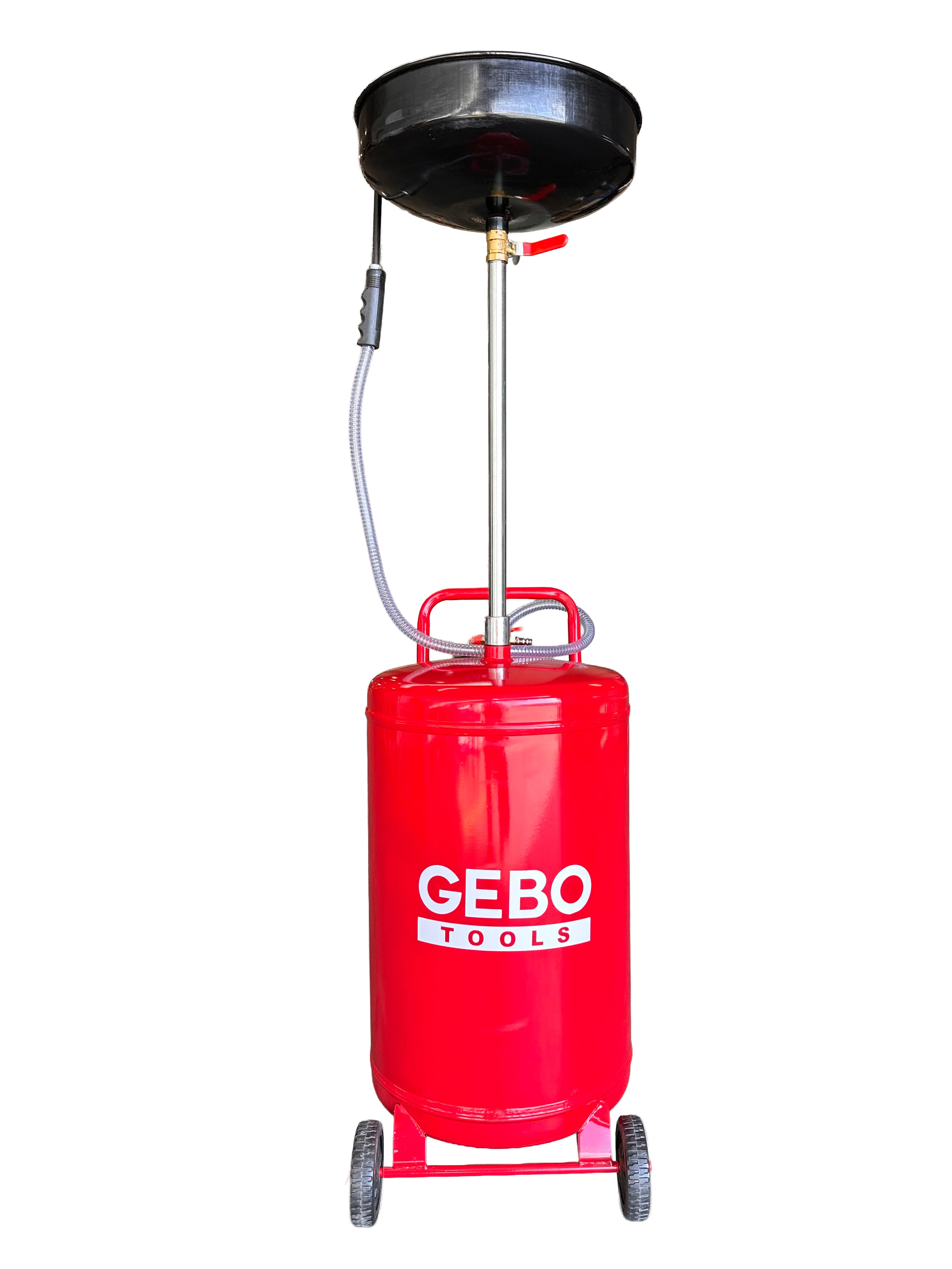 Пневматична масларка за отработено масло GEBO TOOLS 70 л със съд за събиране 10 л, изпомпване 6–8 бара, регулируема щанга