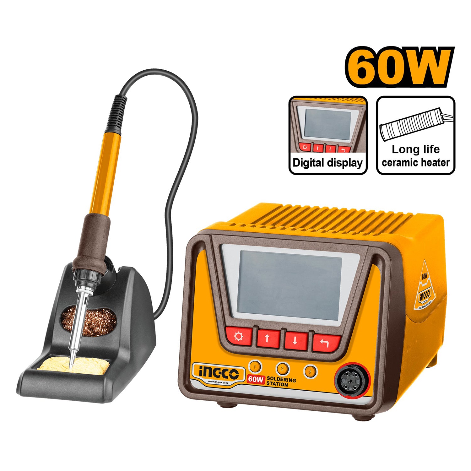 Станция за запояване 60W с цифров дисплей - INGCO