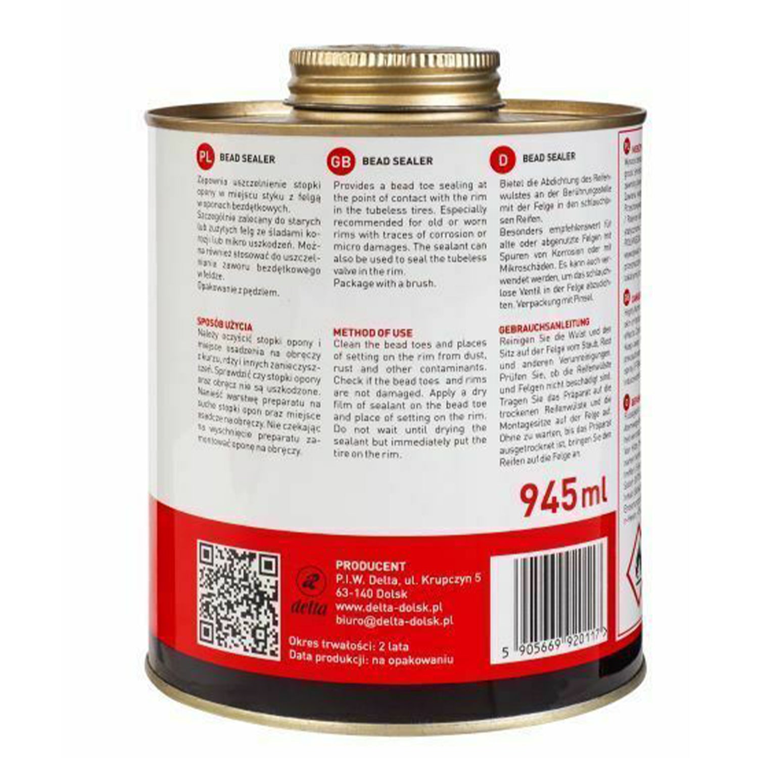Уплътнител за гуми BEAD SEALER EXTRA 945 мл с четка INVENTO