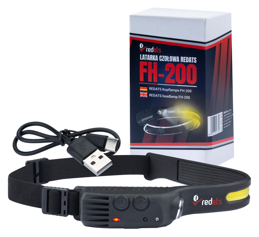 Челно LED фенерче, лампа за глава със сензор FH-200 с LED, акумулаторна 1200mAh