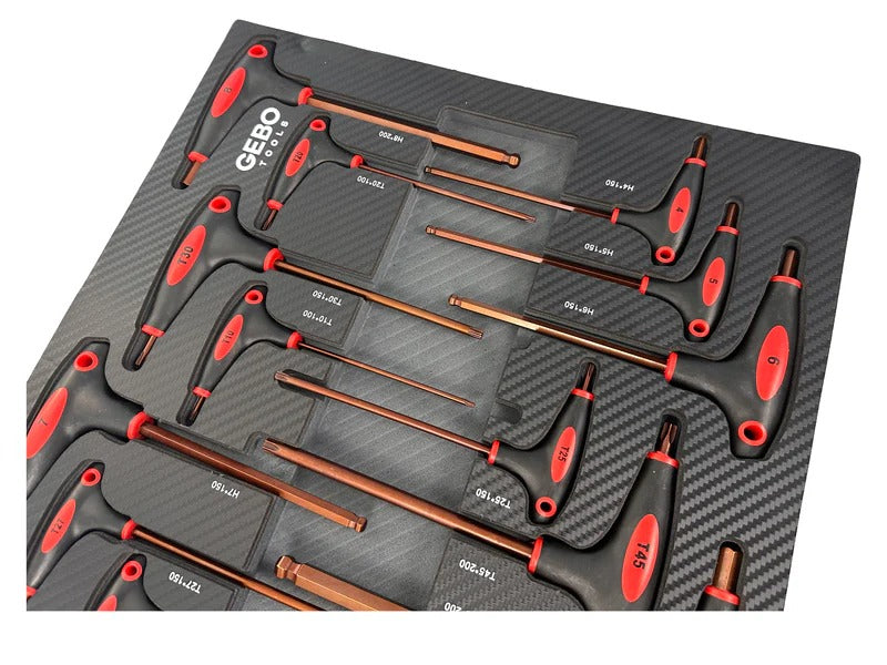 Модул за шкаф с торкс имбус в инч с дръжка Т, 18 части GEBO TOOLS